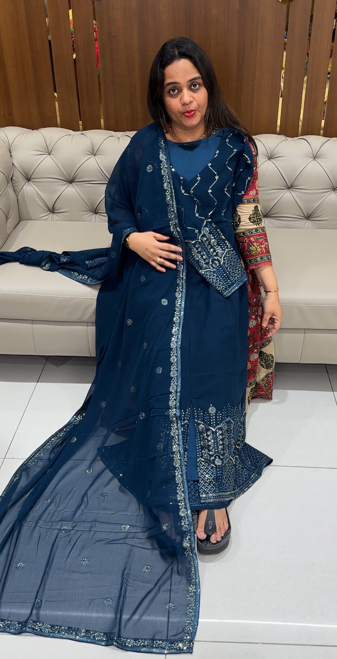 DESIGNER A-LINE TOP AND DUPATTA - IHA 23330