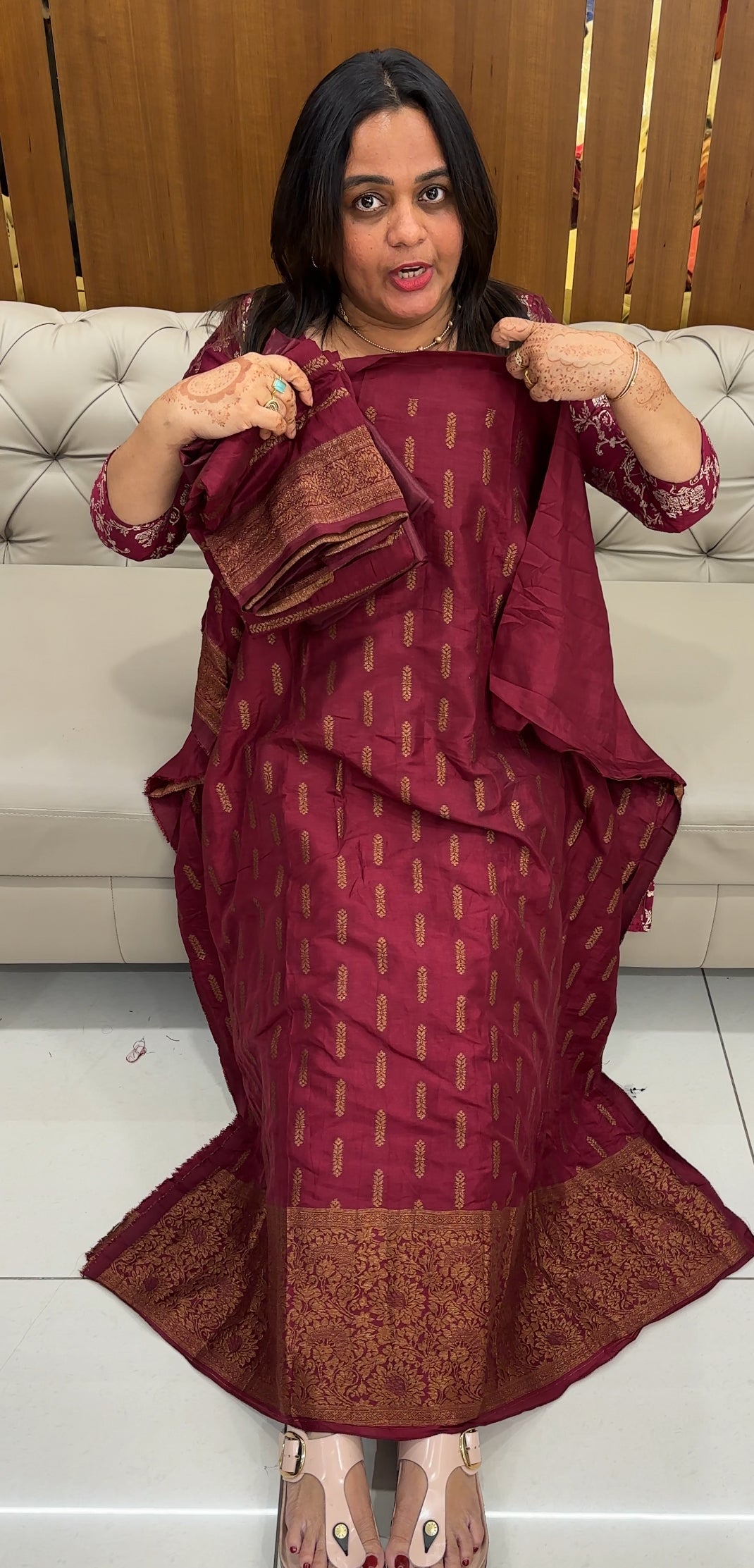 SEMI BANARASI UNSTITCHED SALWAR SUITS - IHA 27501