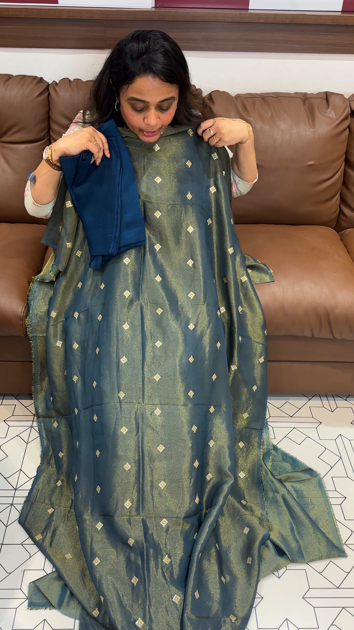 TISSUE UNSTITCHED SALWAR SUITS - IHA 26477