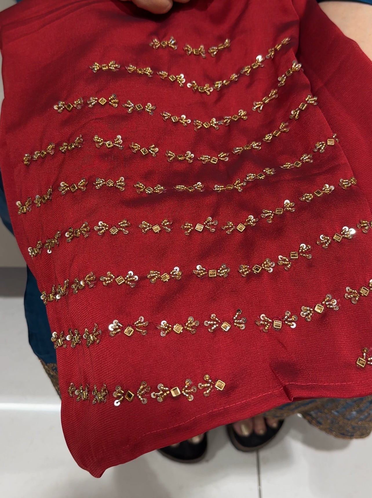 HAND WORKED BLOUSE MATERIAL - IHA 24105