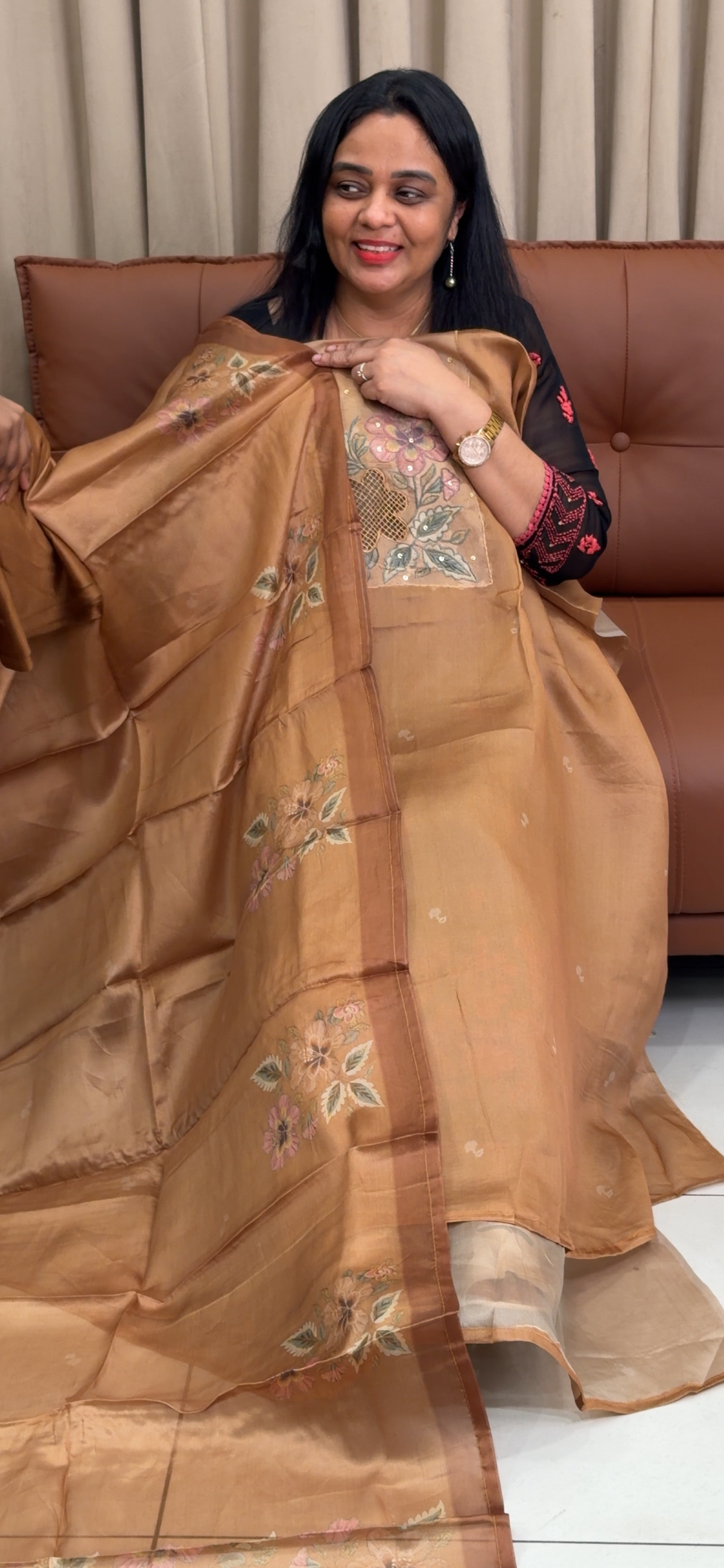 CRISPY GEORGETTE UNSTITCHED SALWAR SUITS - IHA 35450