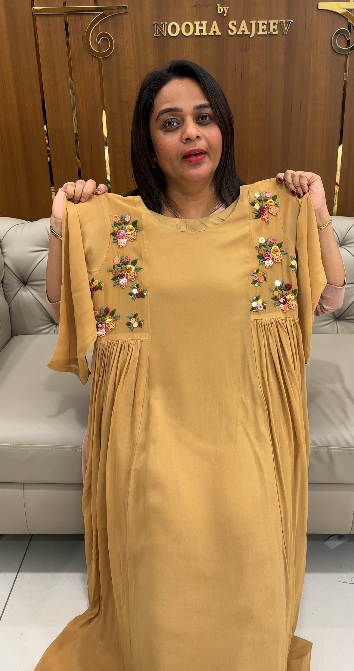 HAND WORKED GEORGETTE ALINE TOPS - IHA 25788