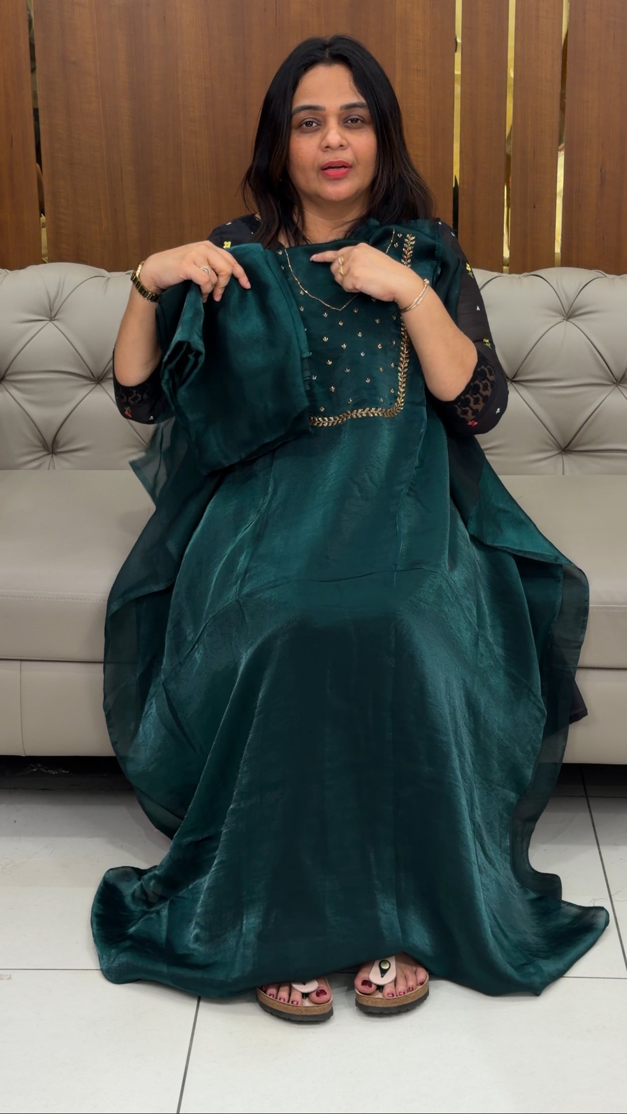 VELVET ORGANZA UNSTITCHED SALWAR SUITS - IHA 29130