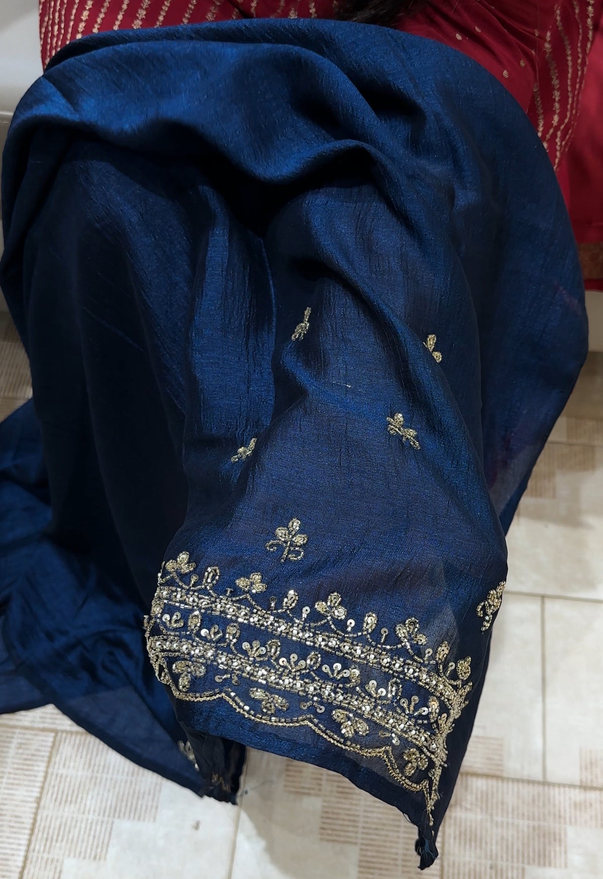 HAND WORKED BLOUSE MATERIAL - IHA 22260