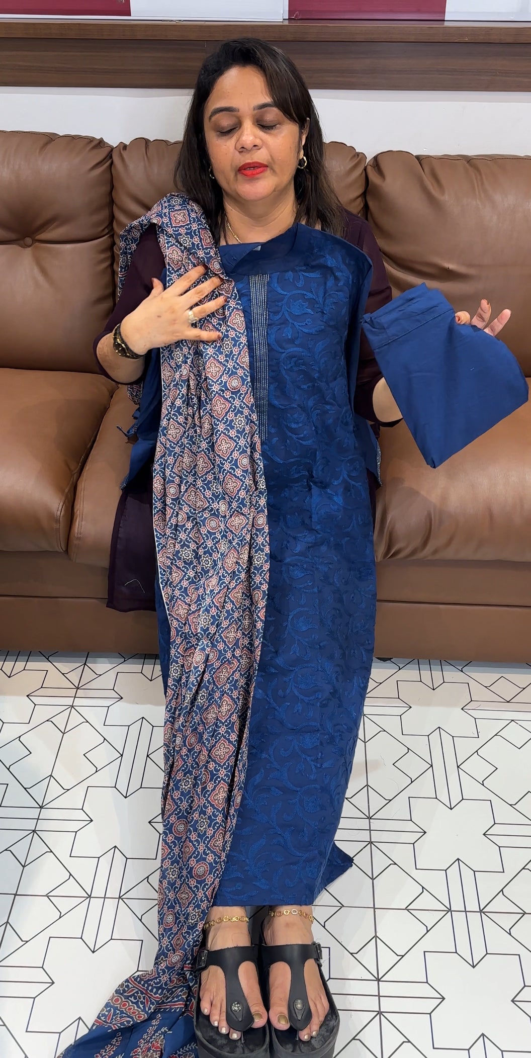 COTTON TOP, BOTTOM AND DUPATTA - IHA 23939