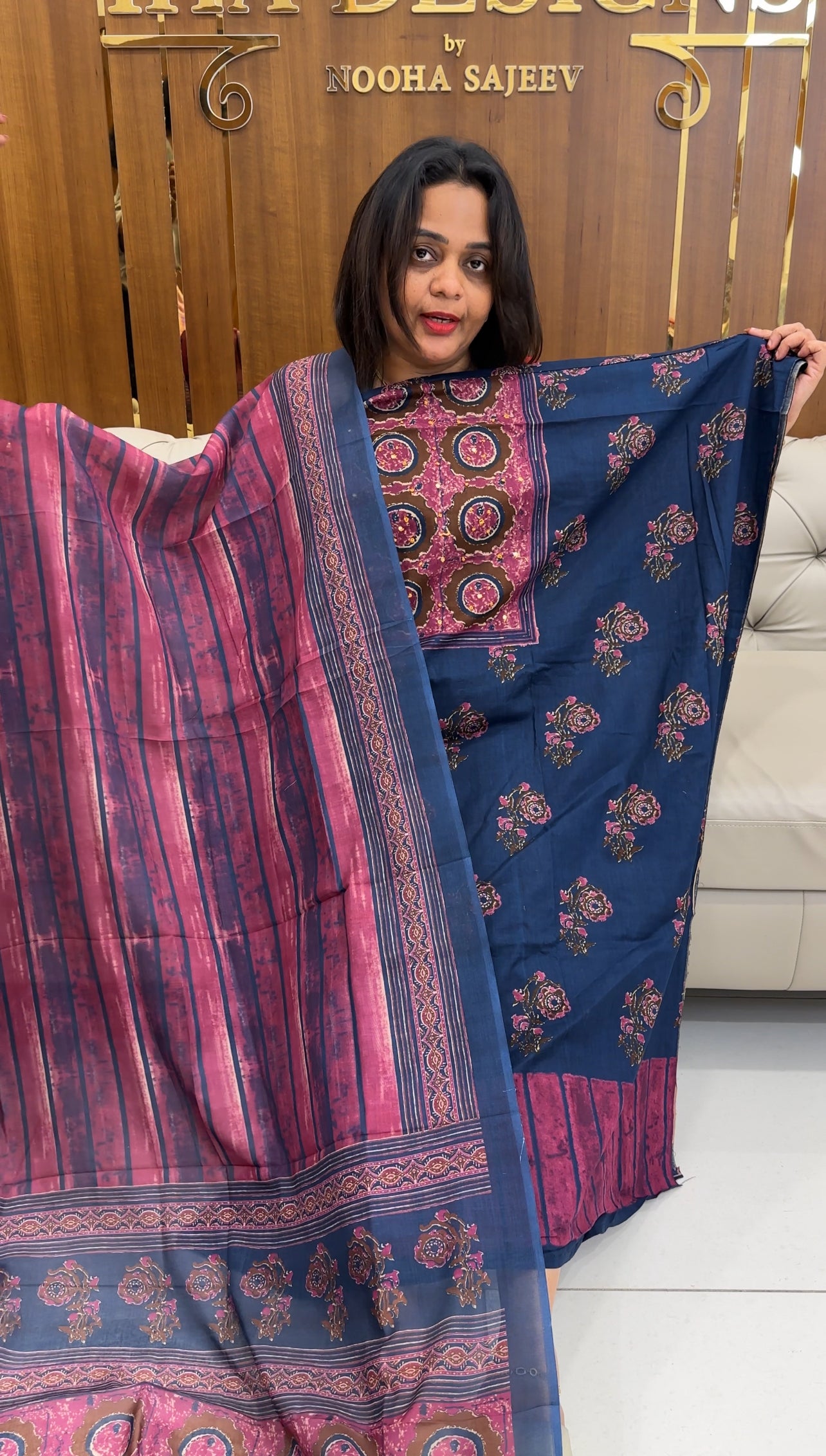 COTTON AJRAKH PRINTED SALWAR SUITS - IHA 25219