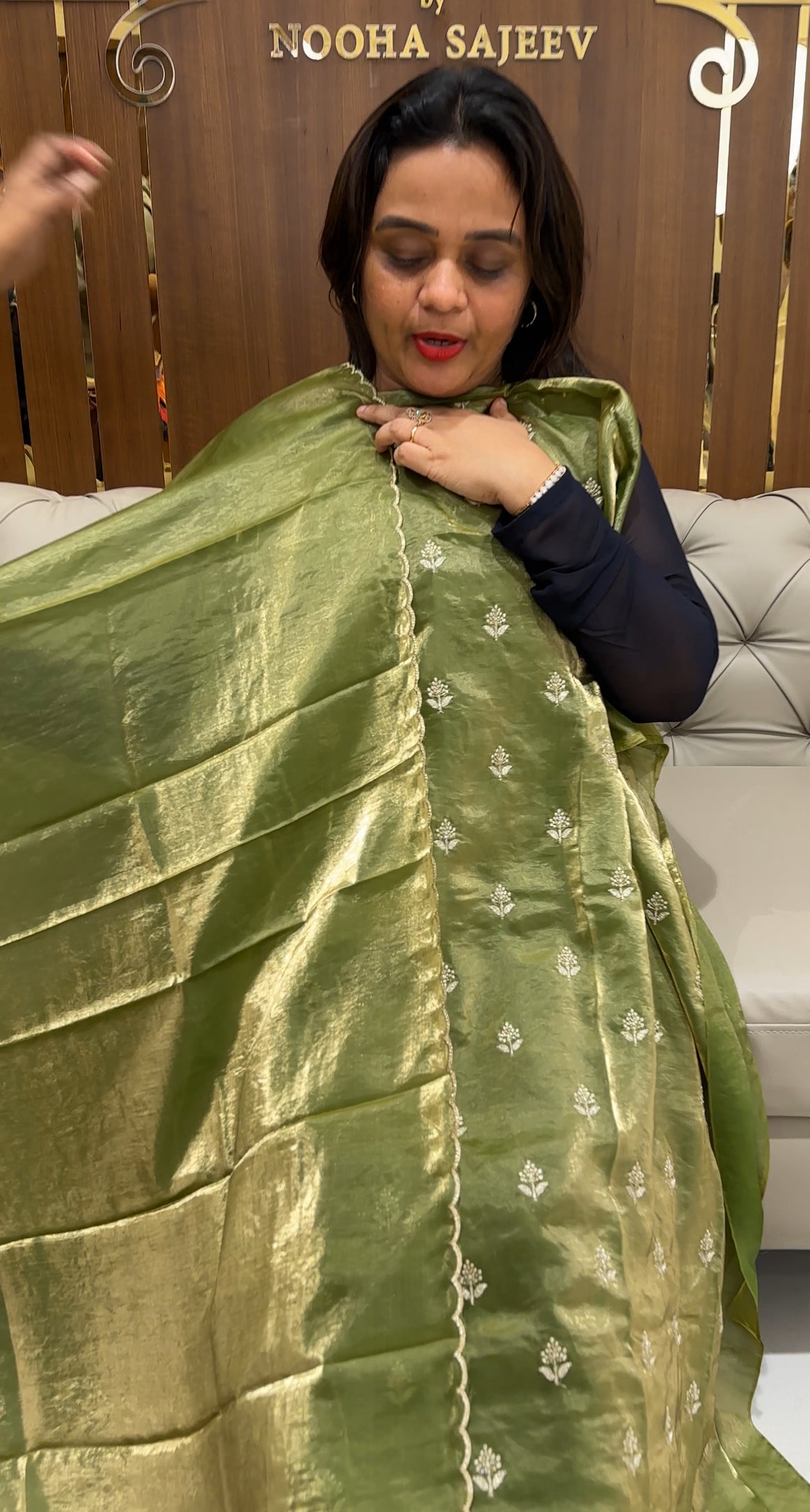 VELVET ORGANZA UNSTITCHED SALWAR SUITS - IHA 23427
