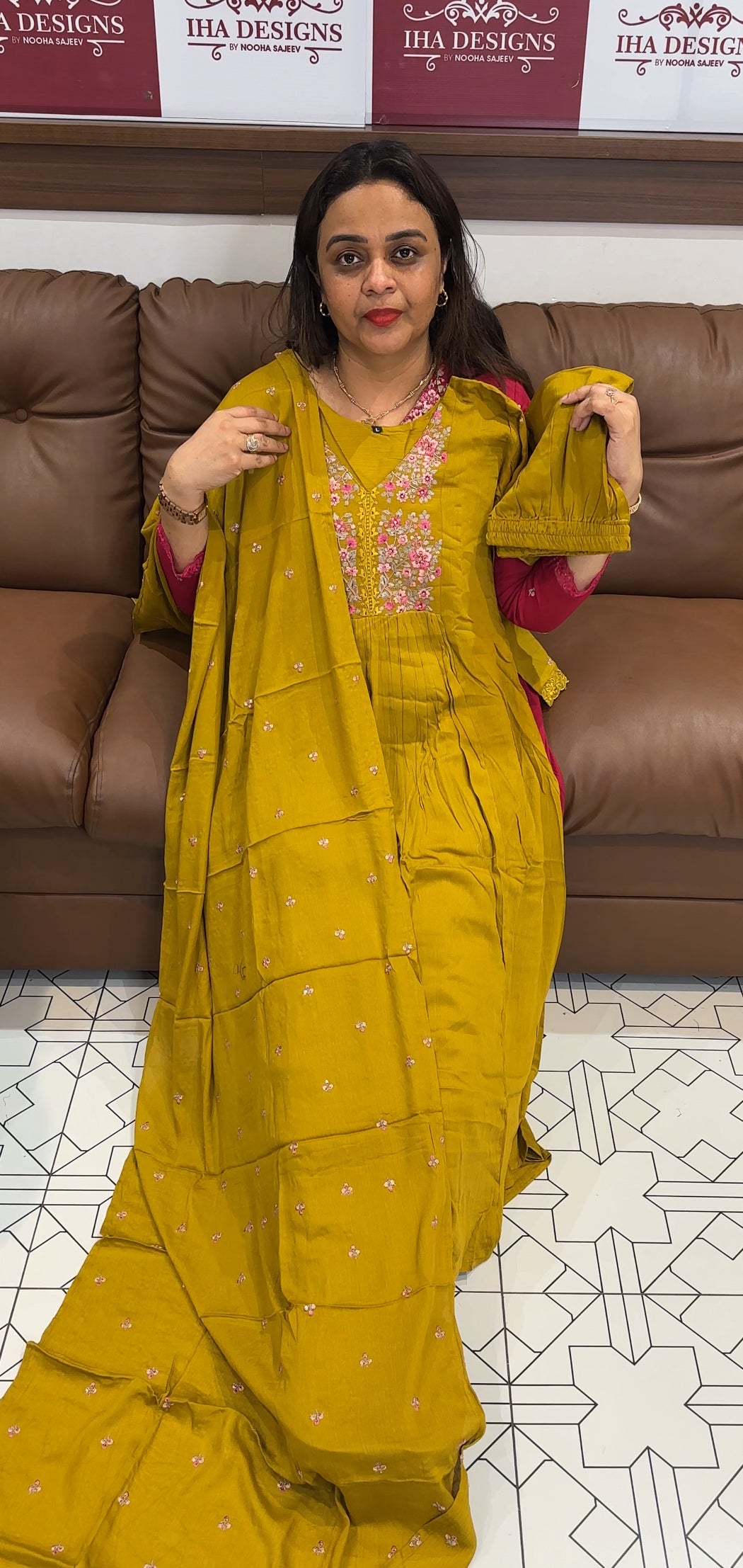 SEMI PARTY WEAR TOP,BOTTOM AND DUPATTA - IHA 22044