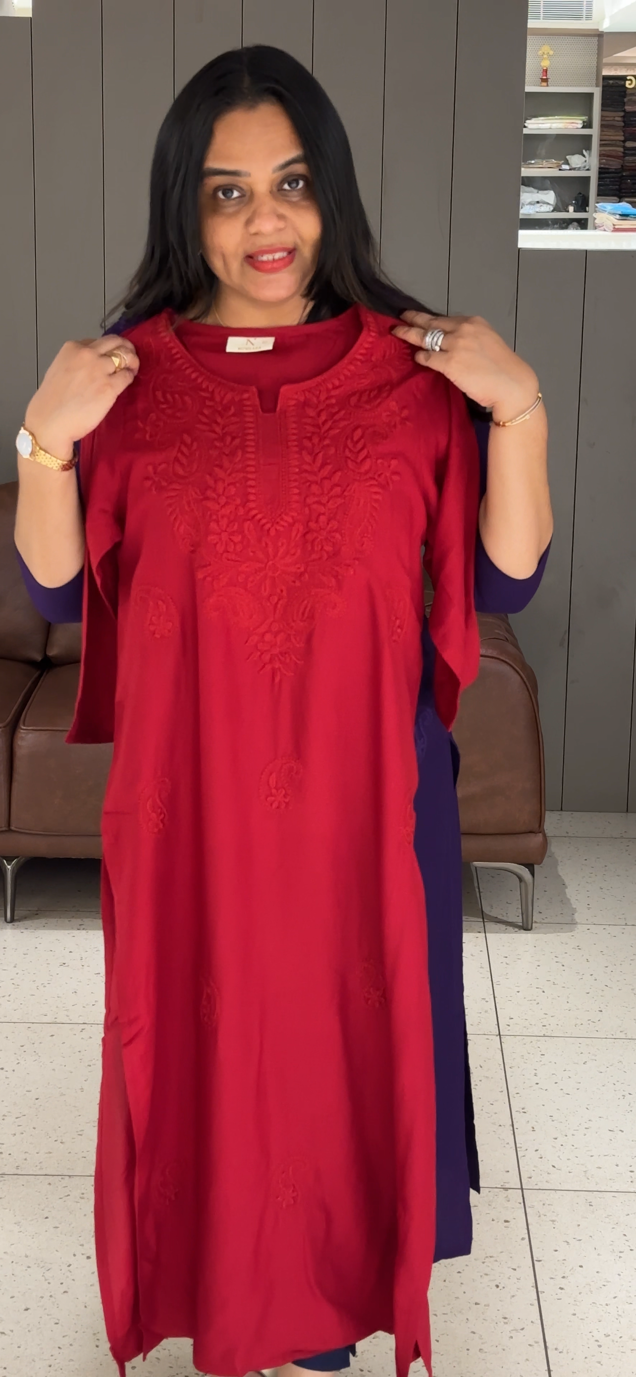 VISCOSE RAYON LONG TOPS - IHA 32808