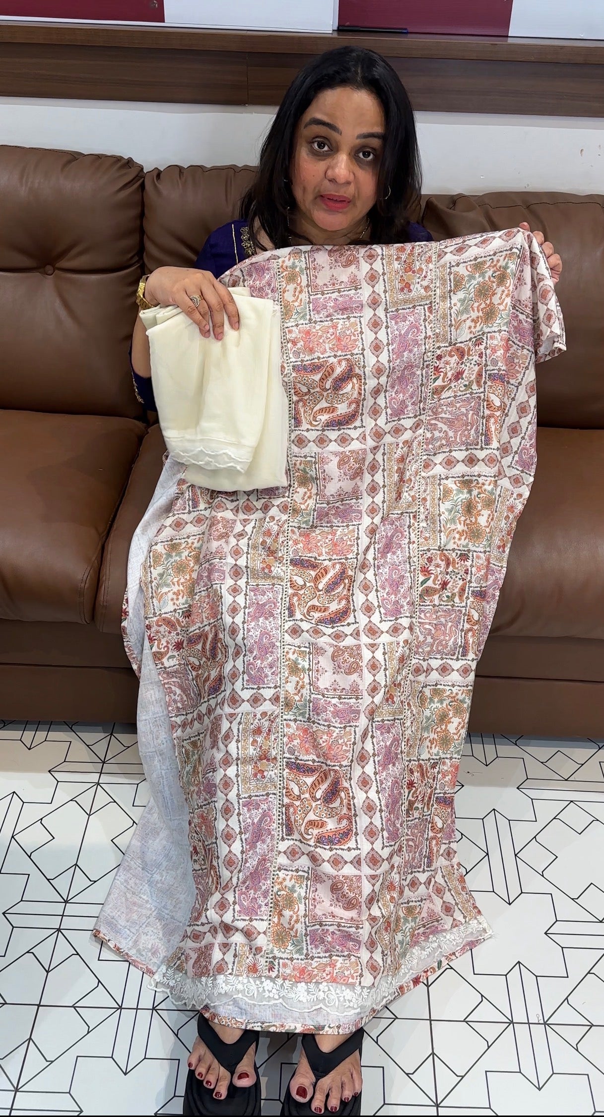 PRINTED LINEN UNSTITCHED SALWAR SUITS - IHA 27797