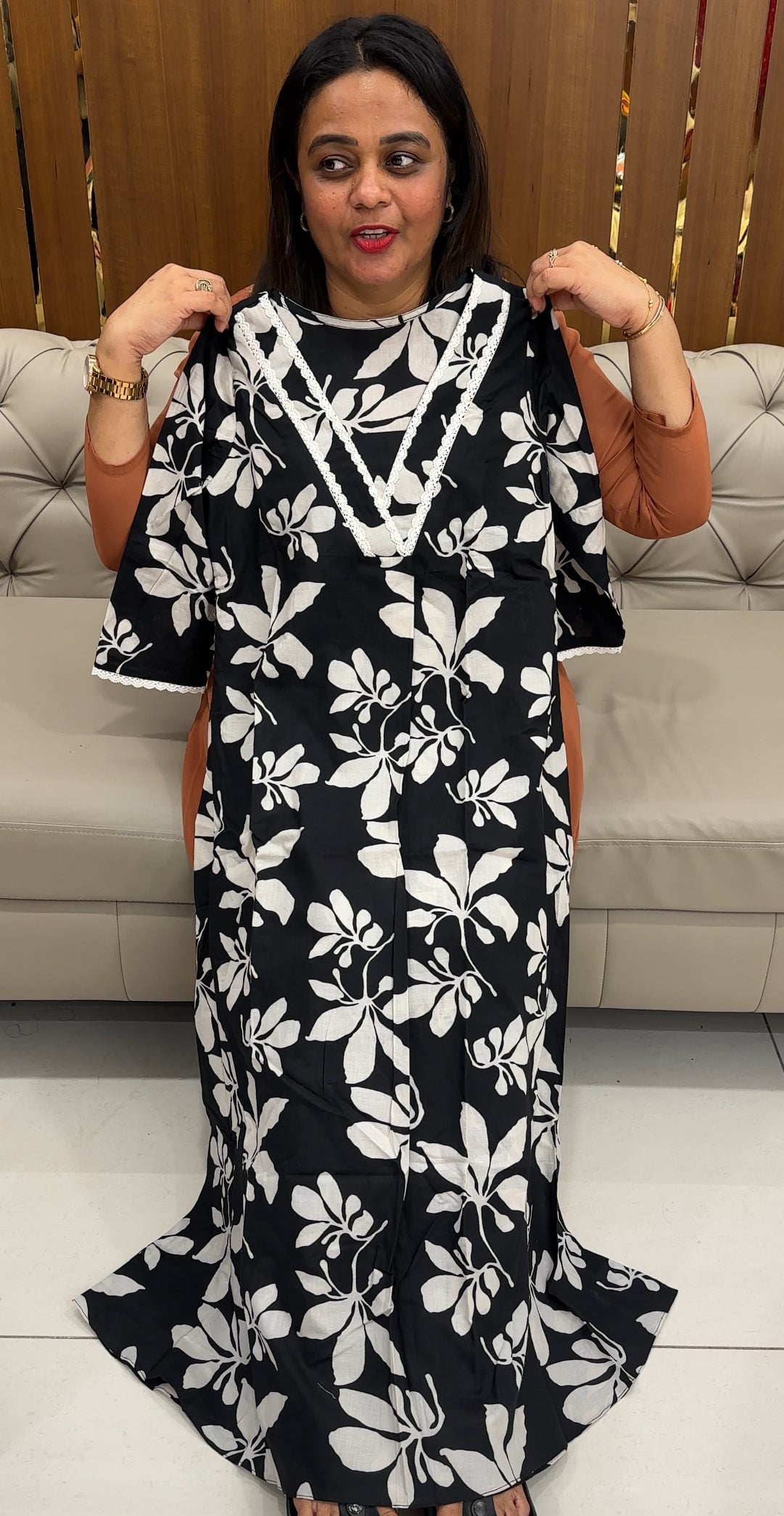 IHA'S IN-HOUSE COTTON LONG ALINE TOPS - IHA 27054