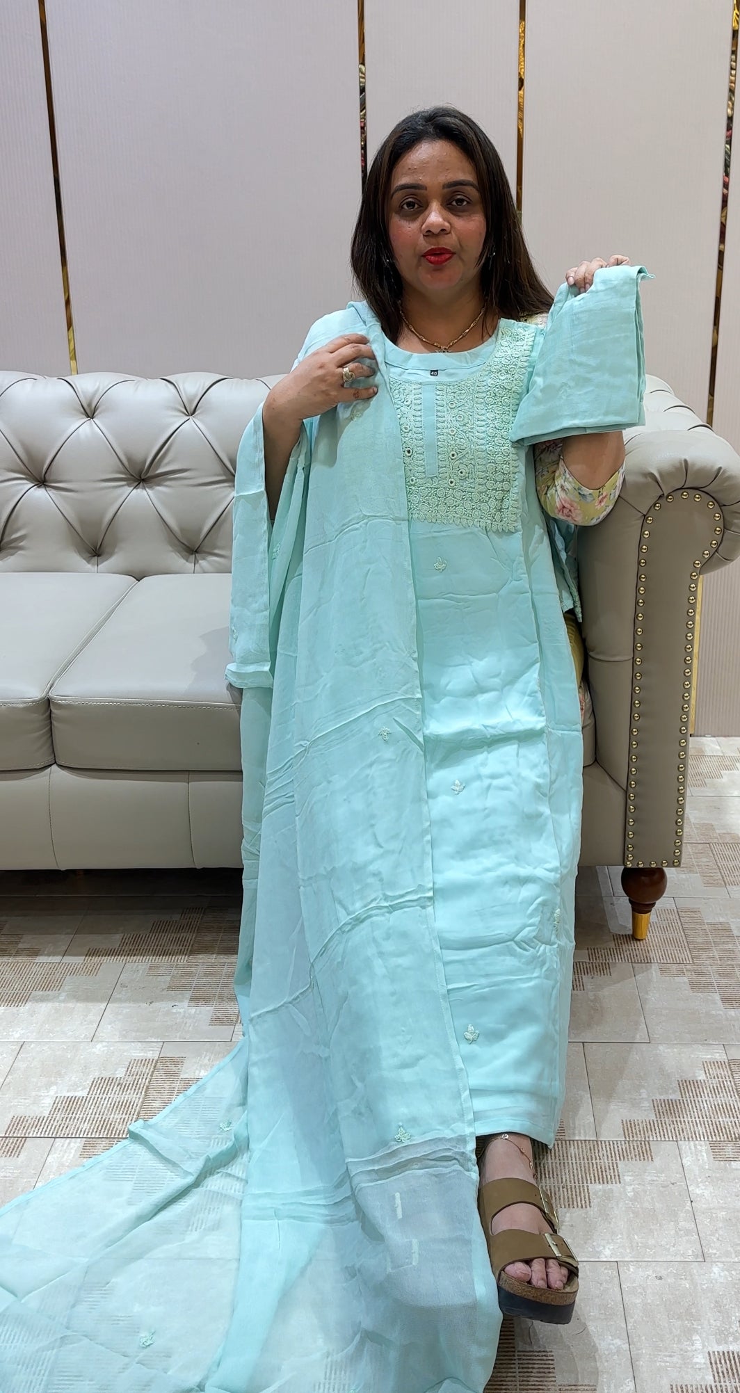 CHIKANKARI TOP, BOTTOM AND DUPATTA - IHA 21441