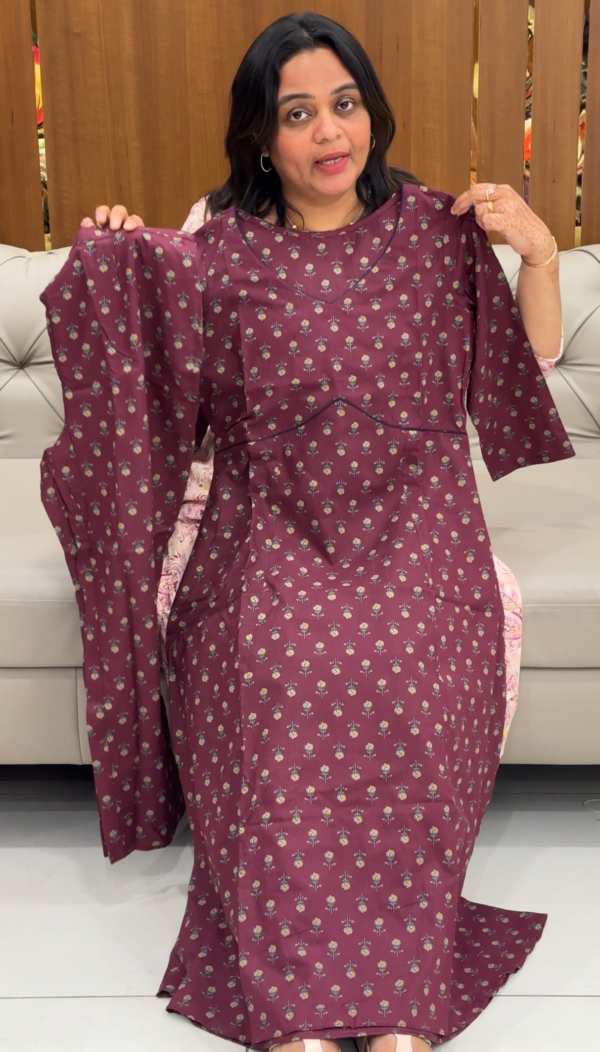 IHA'S IN-HOUSE PRINTED LONG TOP AND BOTTOM - IHA 27450