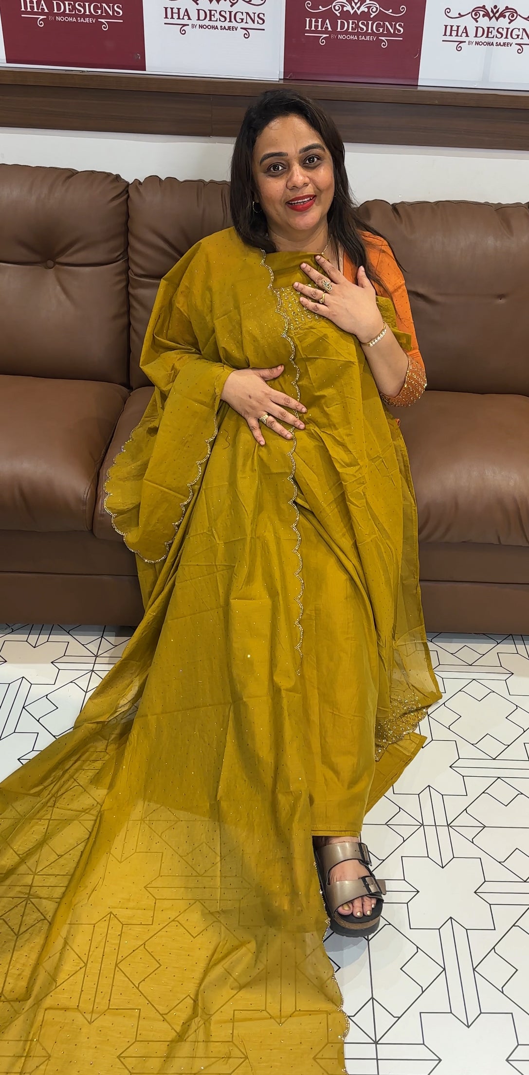 HAND WORKED CHADERI UNSTITCHED SALWAR SUITS - IHA 25495