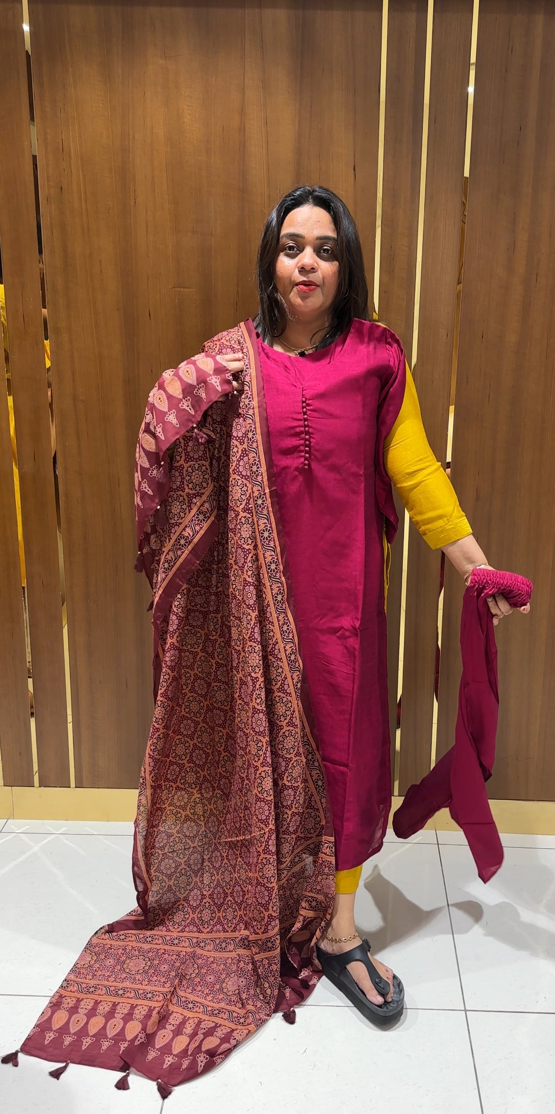 SEMI RAW SILK TOP,BOTTOM AND DUPATTA - IHA 22975