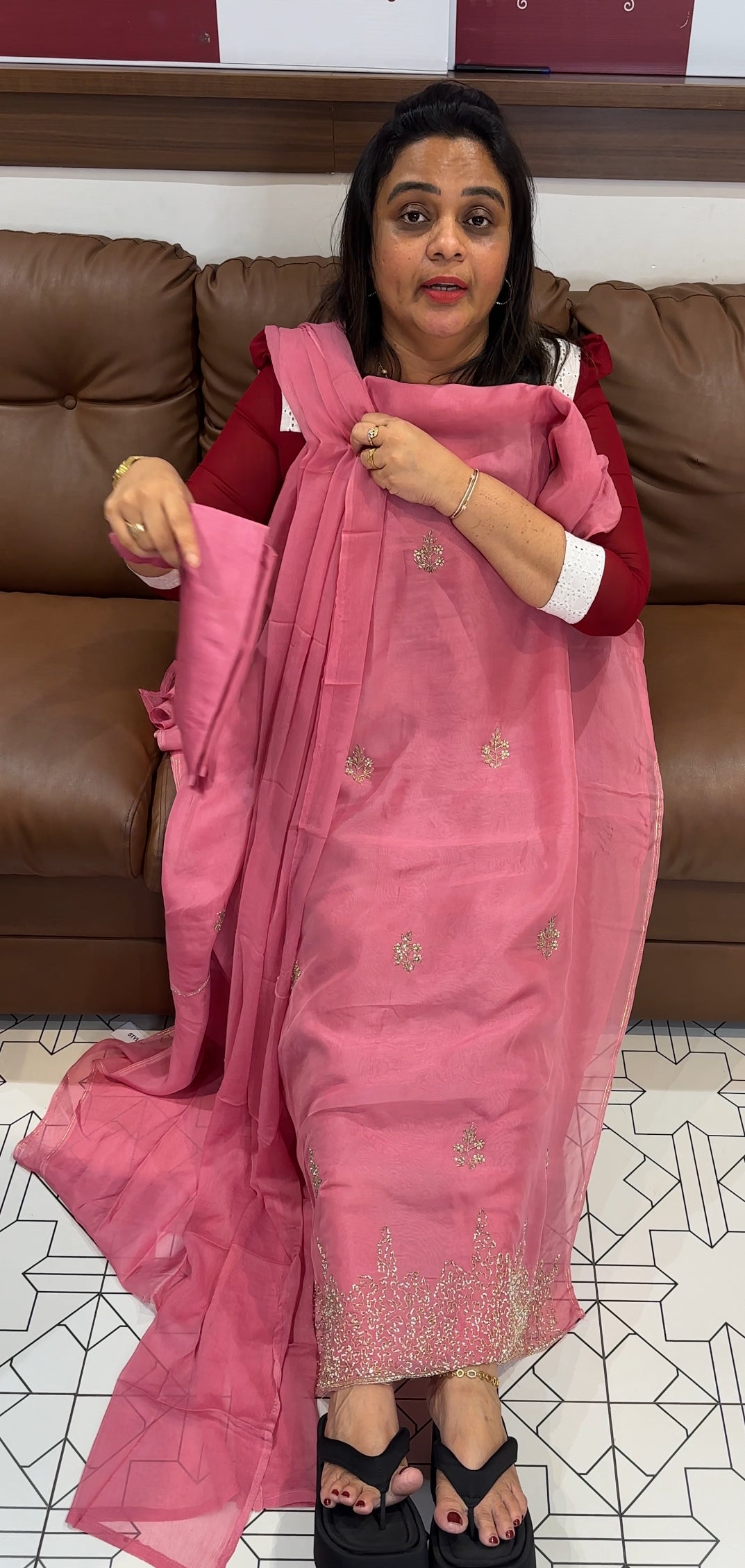 HAND WORKED UNSTITCHED SALWAR SUITS - IHA 27864