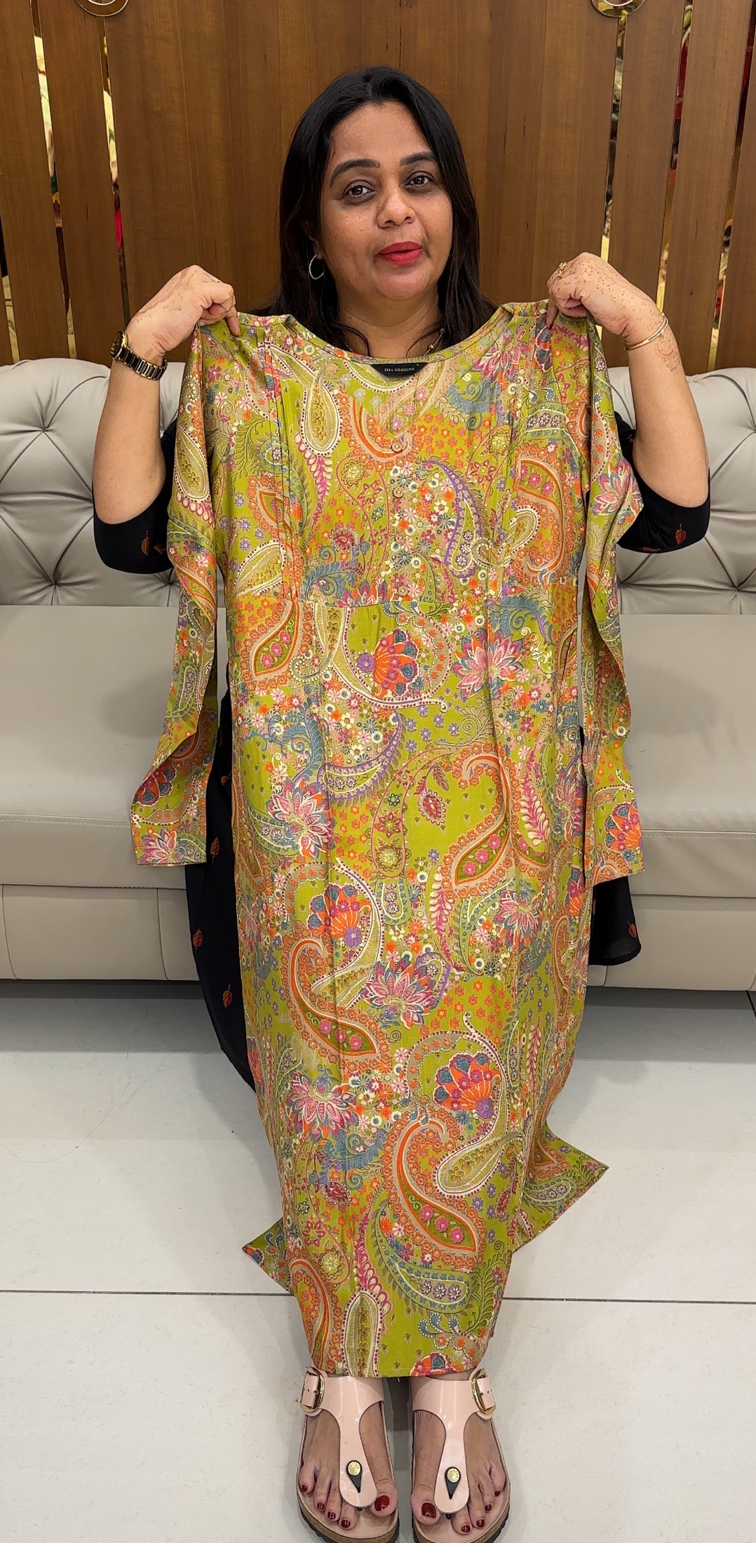 PRINTED SEMI RAW SILK TOPS - IHA 27594