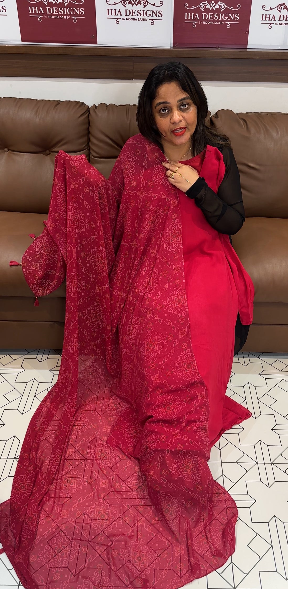 IHA'S IN-HOUSE GEORGETTE ALINE TOP AND DUPATTA - IHA 24726