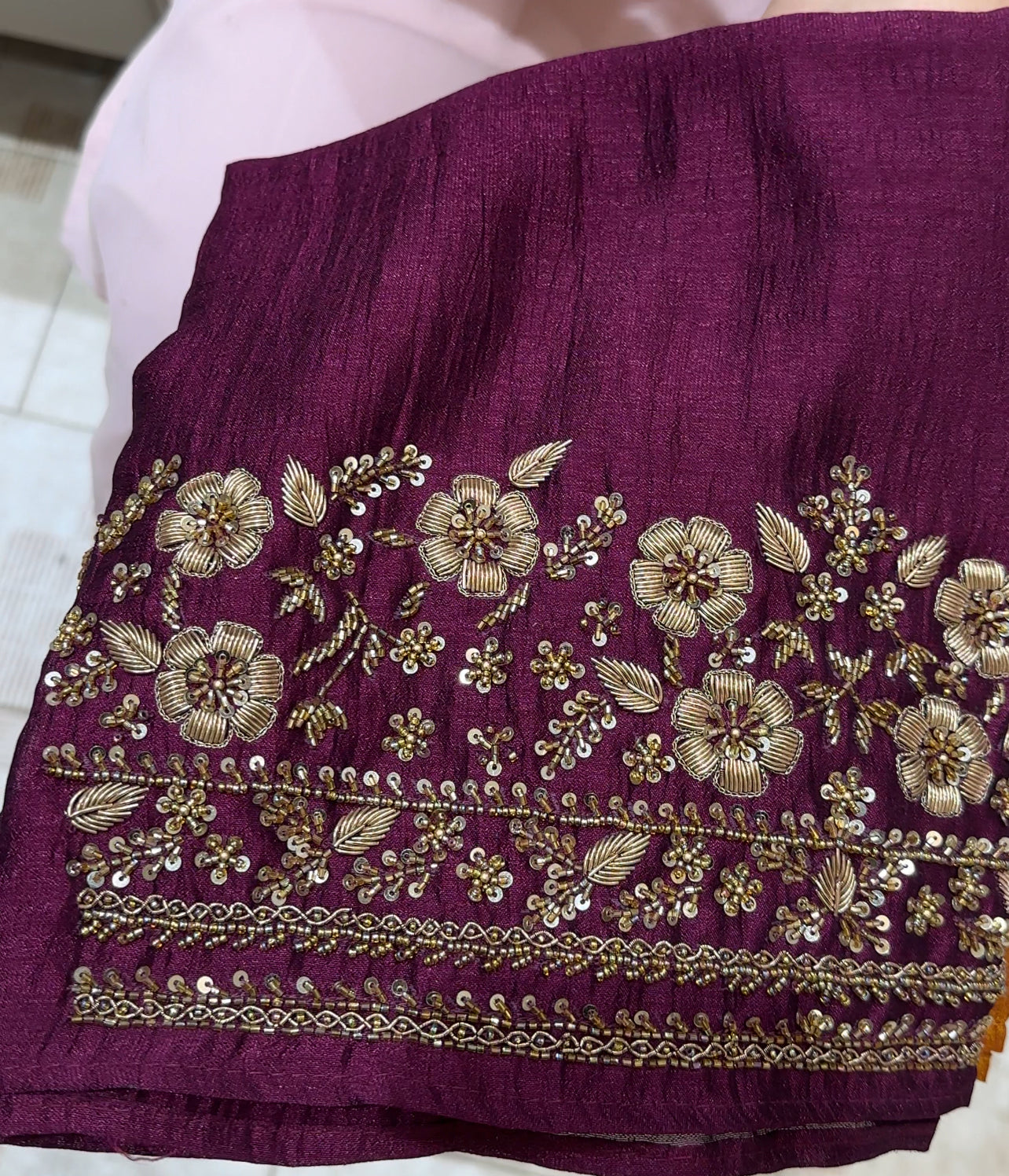 HAND WORKED BLOUSE MATERIAL - IHA 21309
