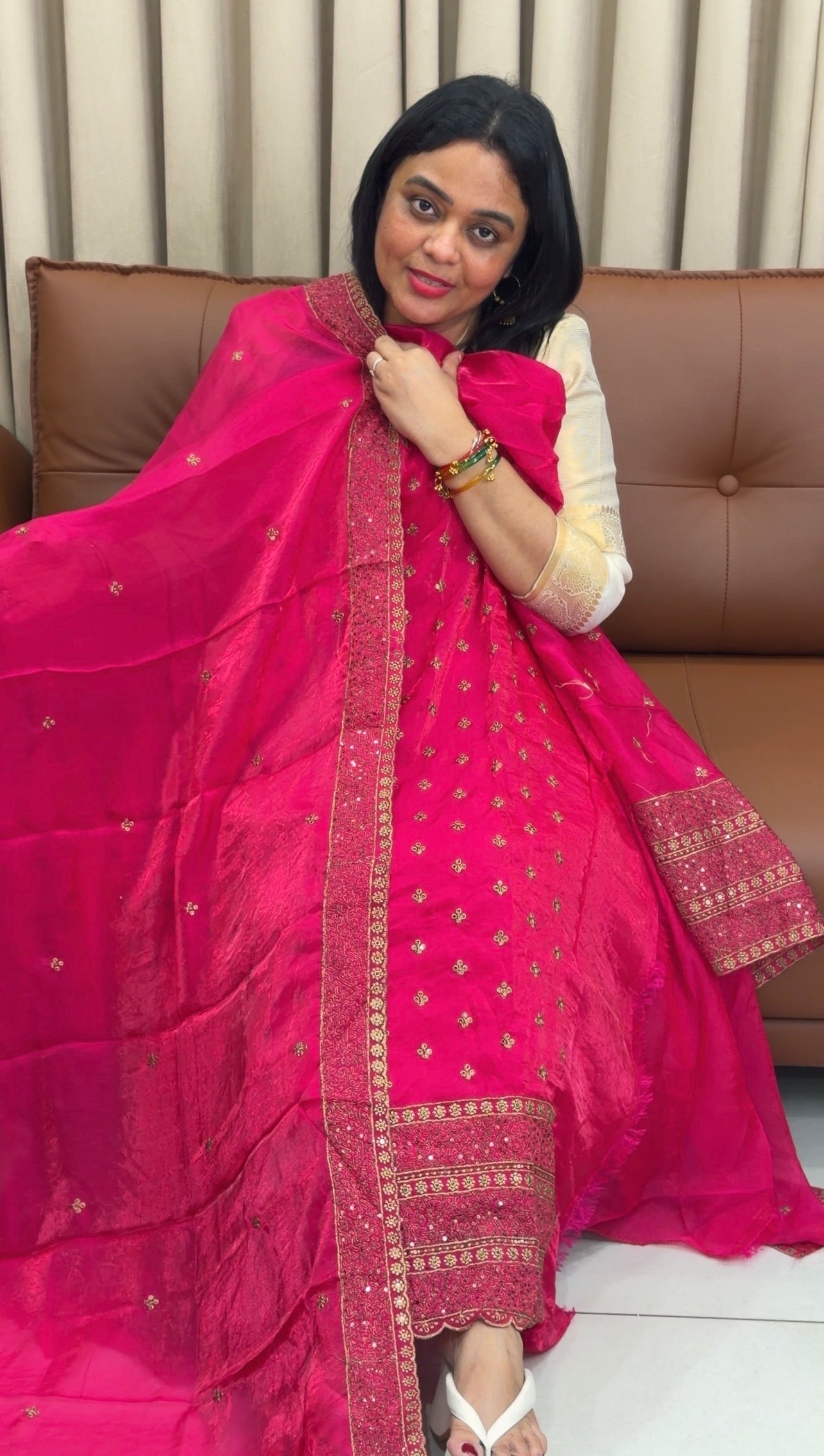 VELVET ORGANZA UNSTITCHED SALWAR SUITS - IHA 33847