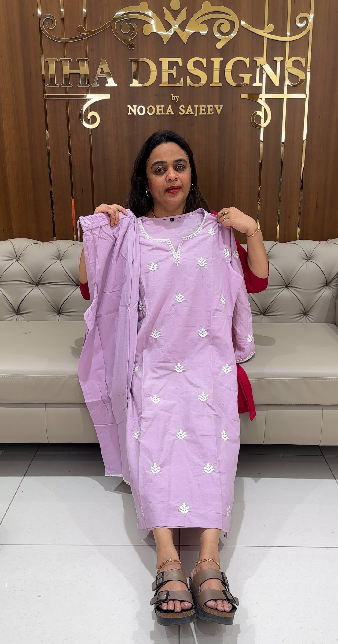 COTTON LUCKNOWI TOP AND BOTTOM - IHA 23251