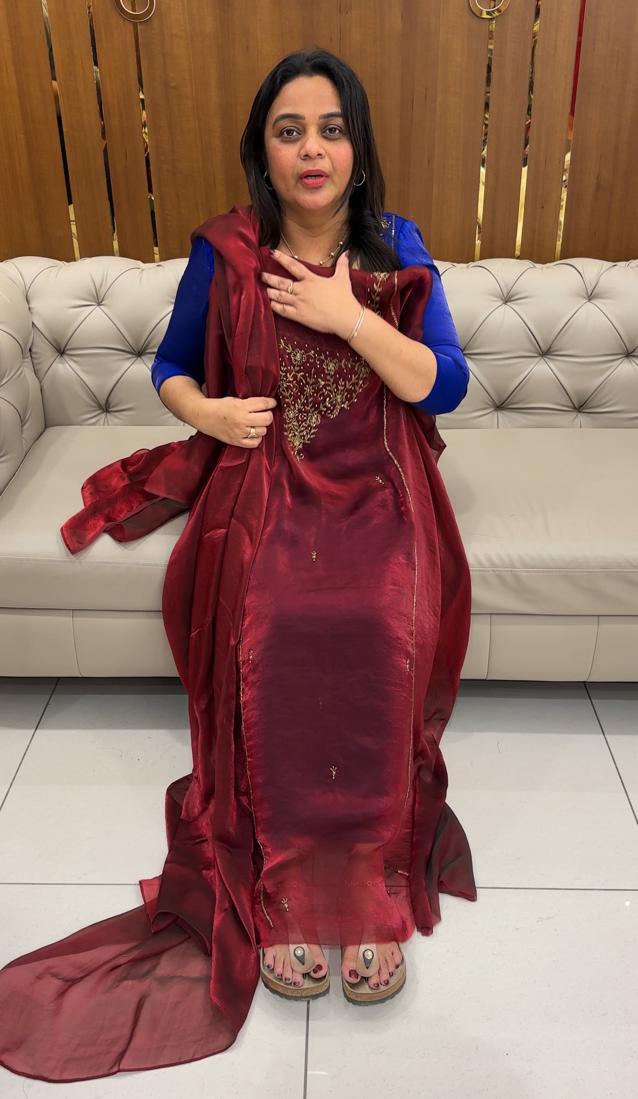 FORWARD VELVET ORGANZA TOP, BOTTOM AND DUPATTA - IHA 27095