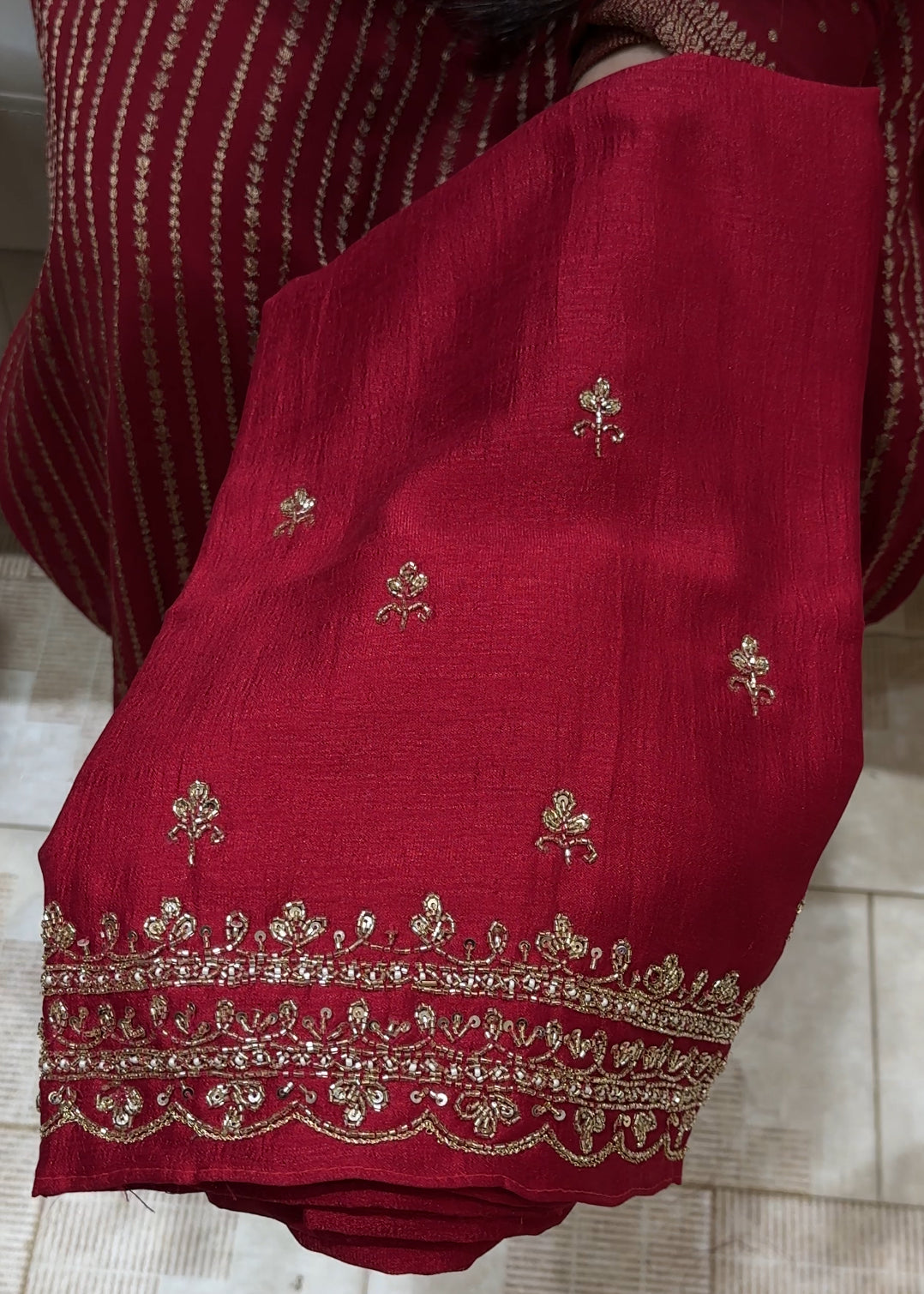 HAND WORKED BLOUSE MATERIAL - IHA 22260