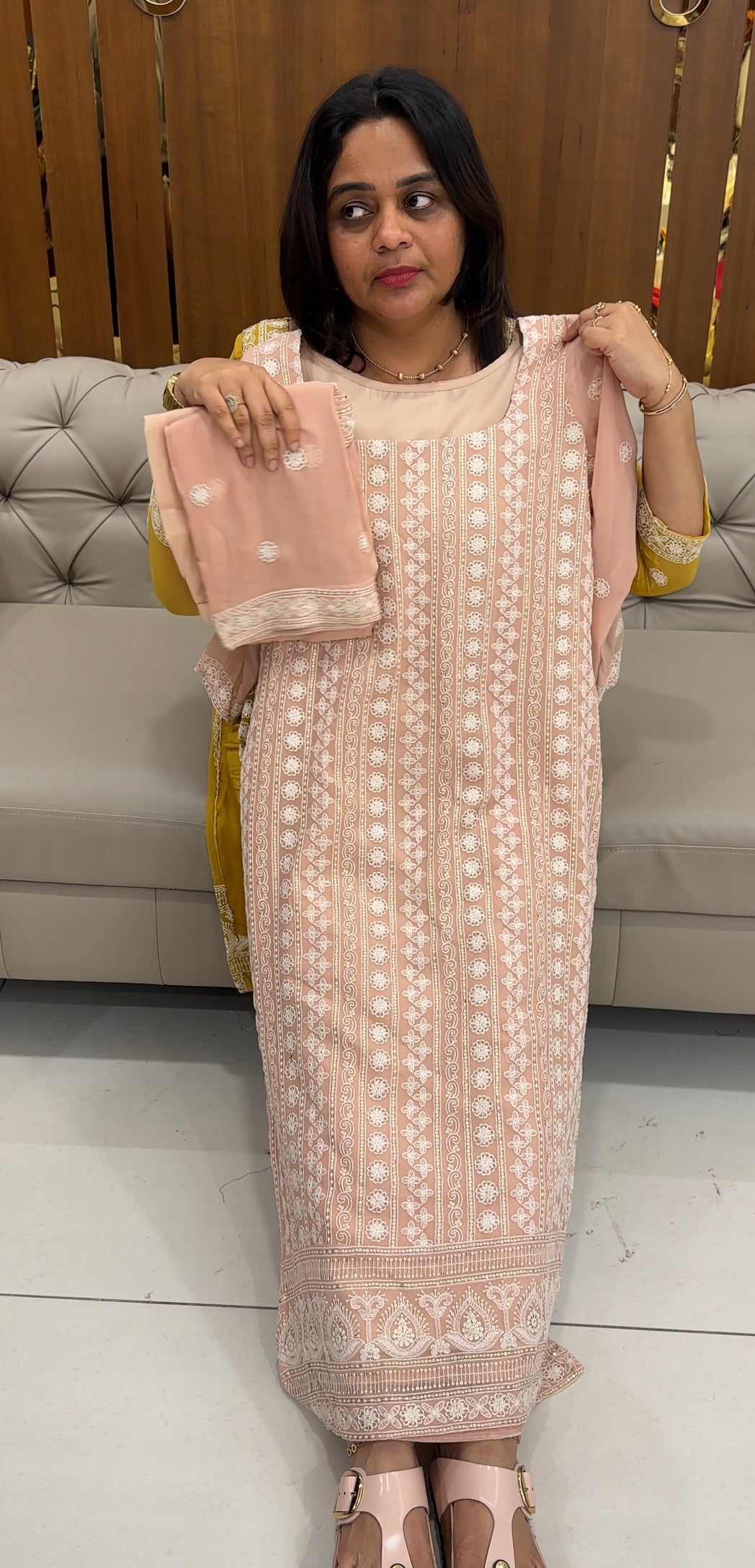 IHA'S IN-HOUSE CHIKANKARI TOP,BOTTOM AND DUPATTA - IHA 26861