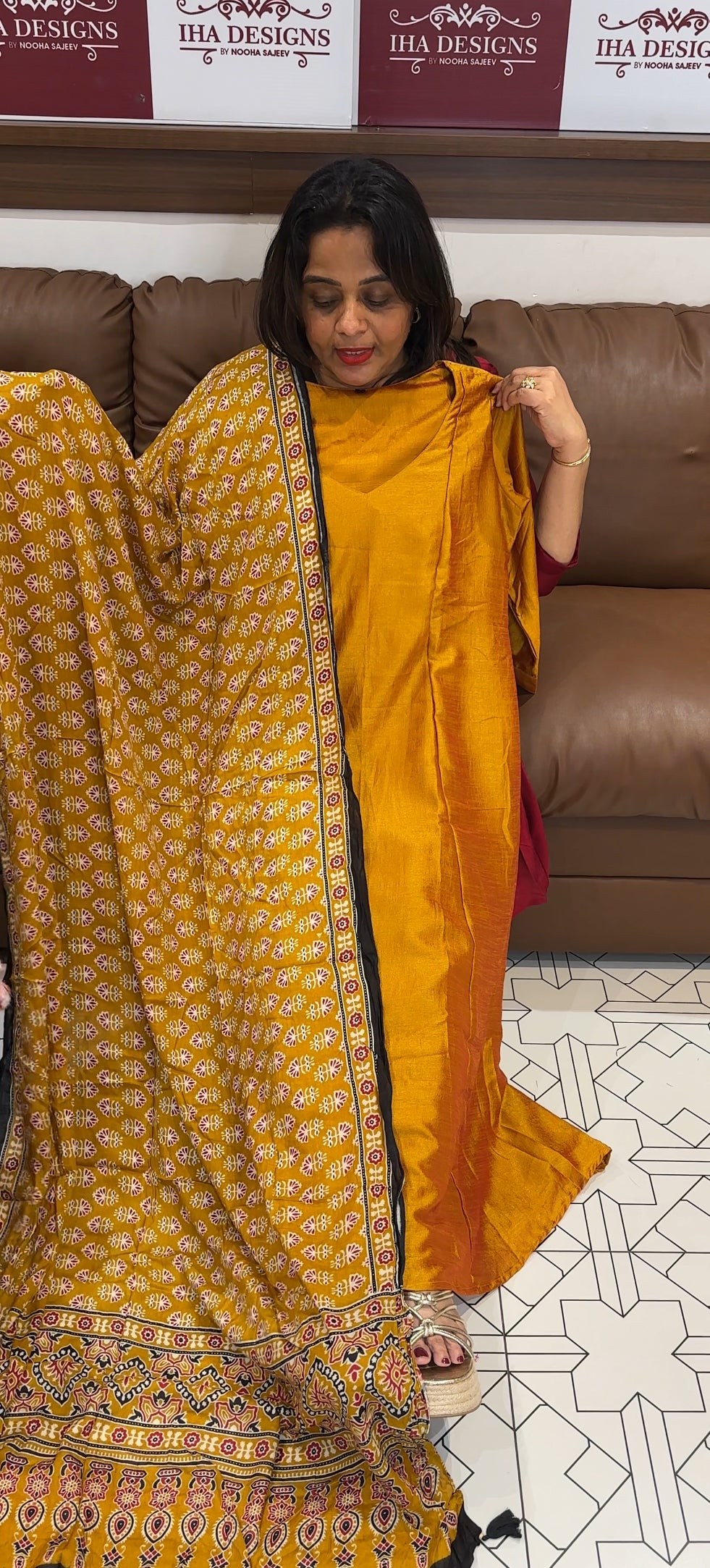 SEMI RAW SILK TOP,BOTTOM AND DUPATTA - IHA 25506