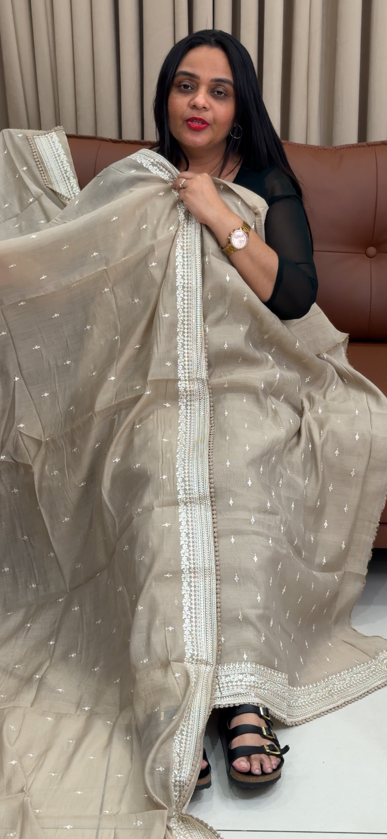 MALAI CHANDERI UNSTITCHED SALWAR SUITS - IHA 34718