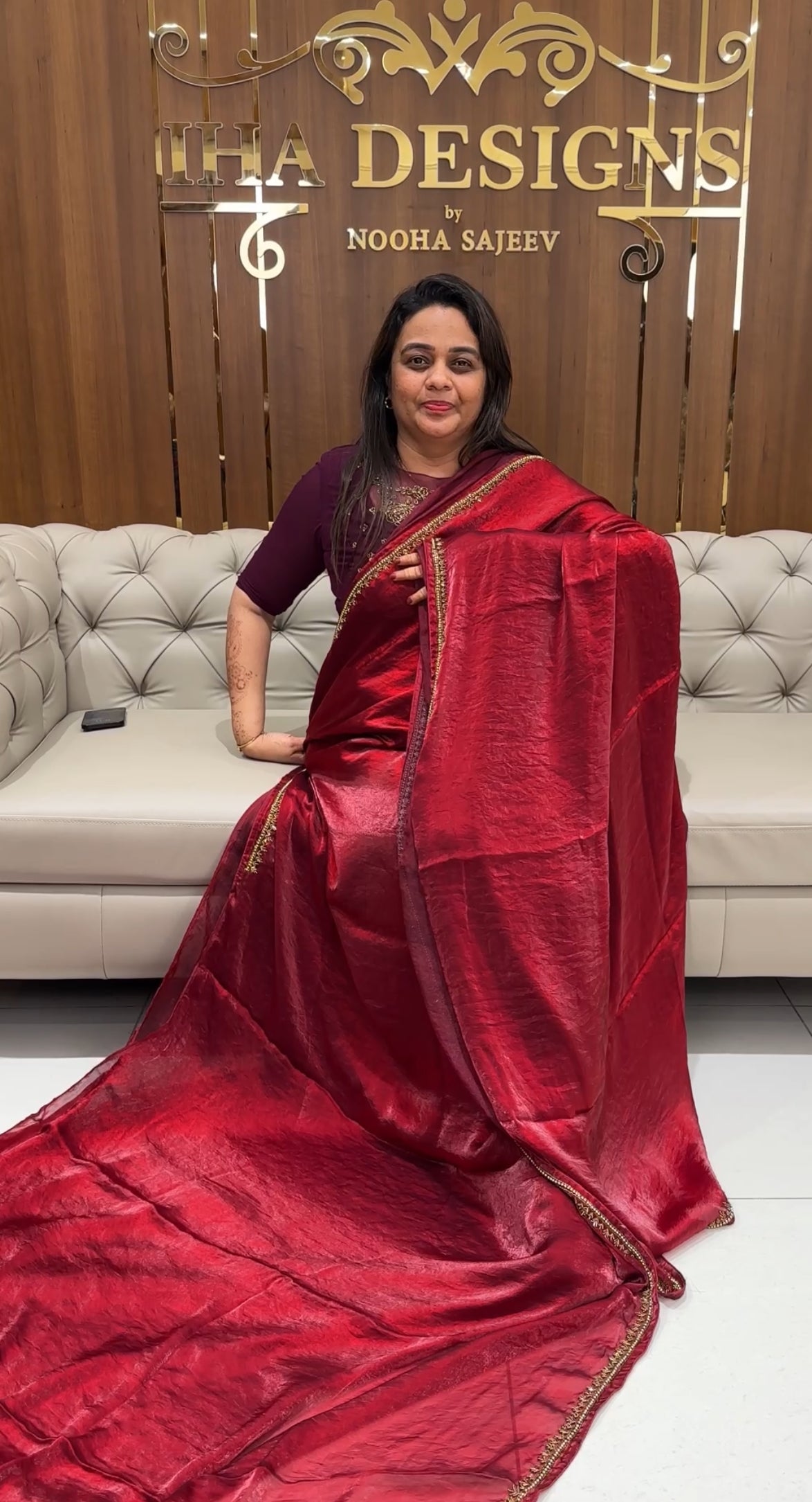 VELVET ORGANZA SAREES - IHA 23852