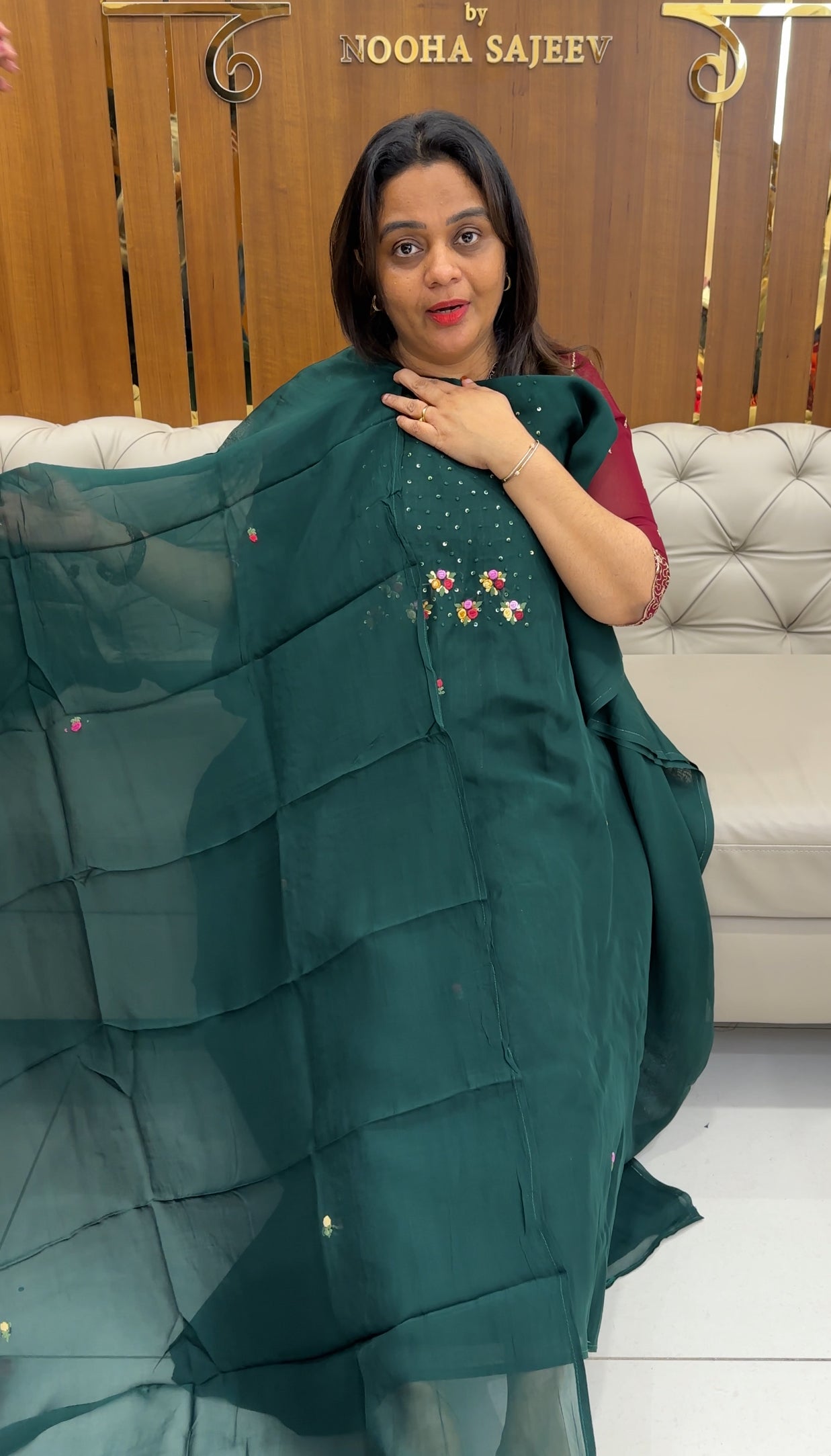 VISCOS ORGANZA UNSTITCHED SALWAR SUITS - IHA 25244