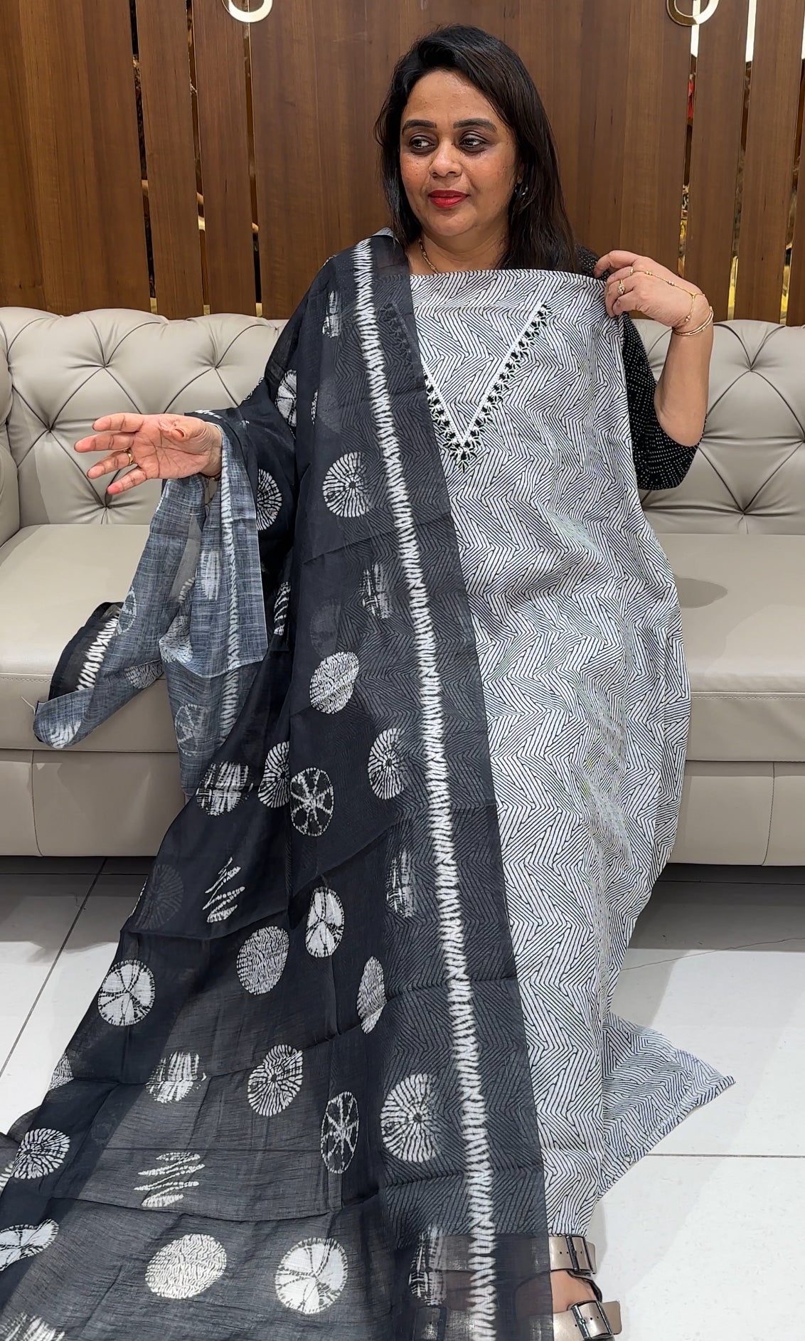 SEMI MODAL CHANDERI UNSTITCHED SALWAR SUITS - IHA 24210