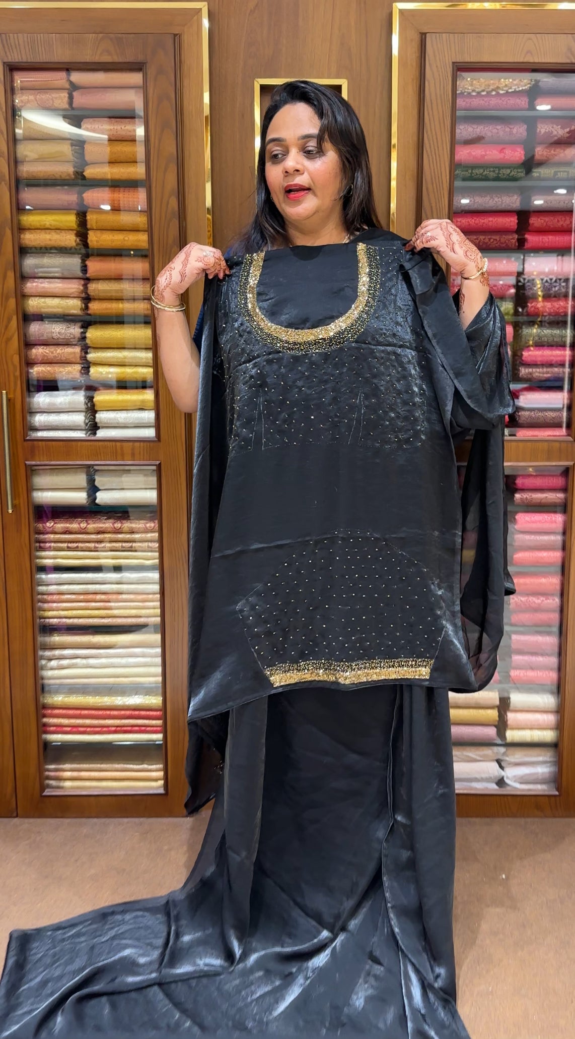 VELVET ORGANZA SAREES - IHA 23659