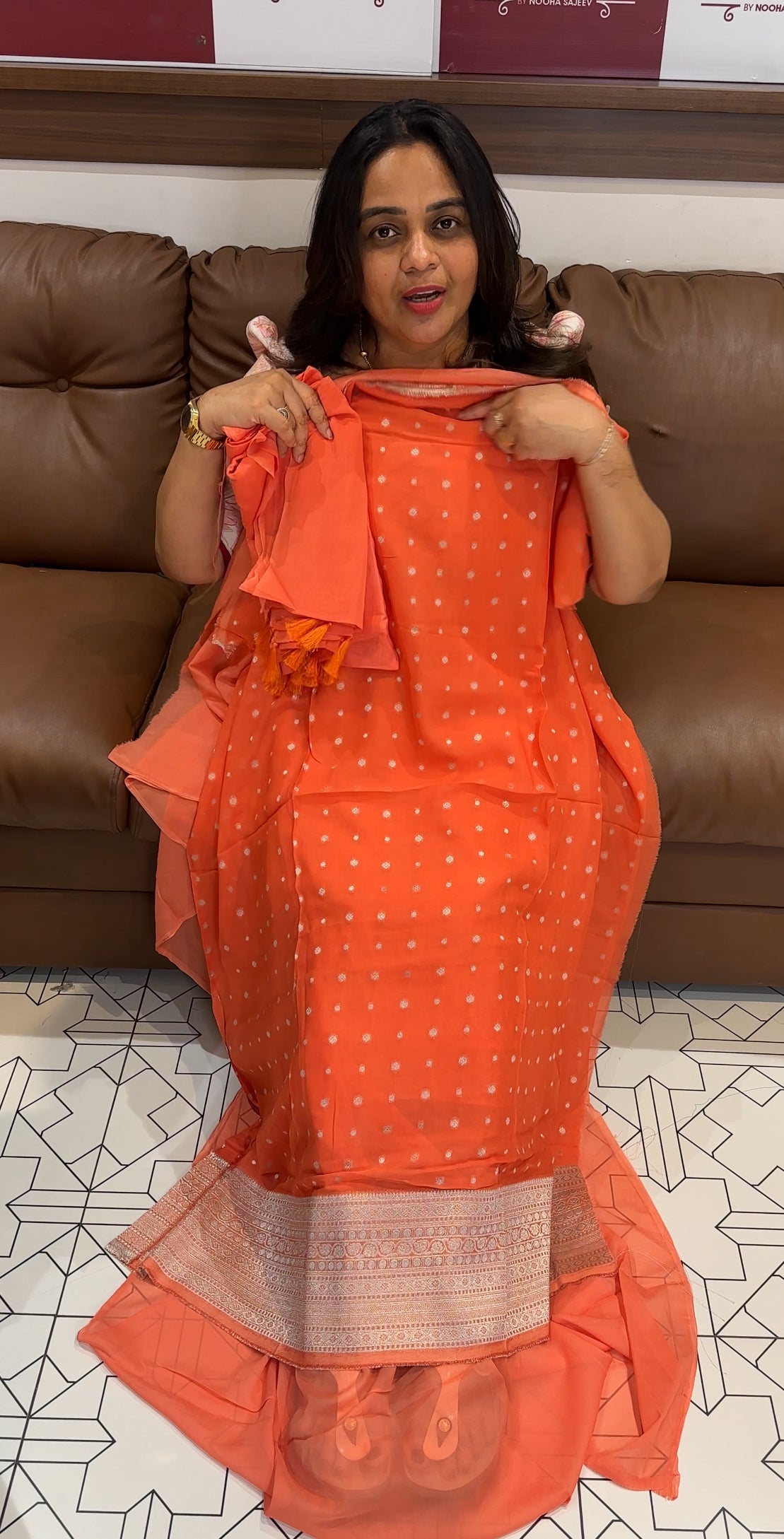 VISCOSE GEORGETTE BANARASI UNSTITCHED SALWAR SUITS - IHA 27715