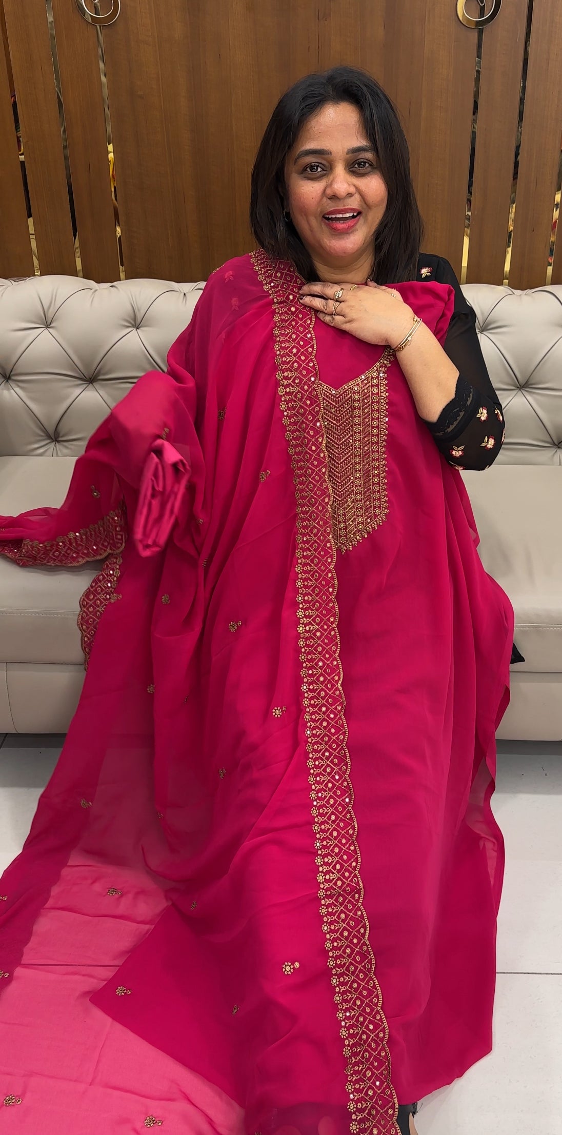 FORWARD FAUX GEORGETTE TOP,BOTTOM AND DUPATTA - IHA 26010