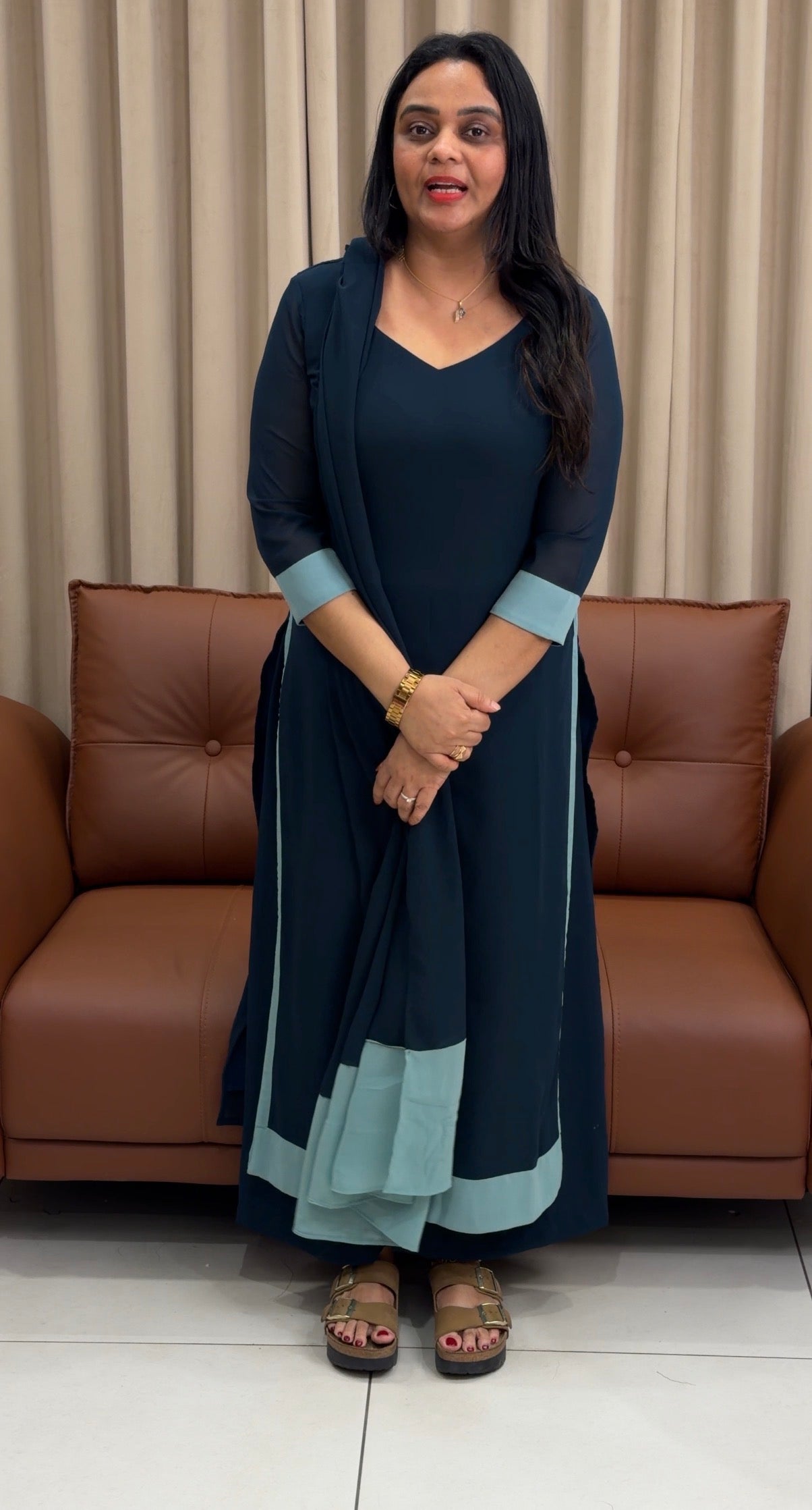 IHA'S IN-HOUSE GEORGETTE TOP ,BOTTOM AND DUPATTA - IHA 33590