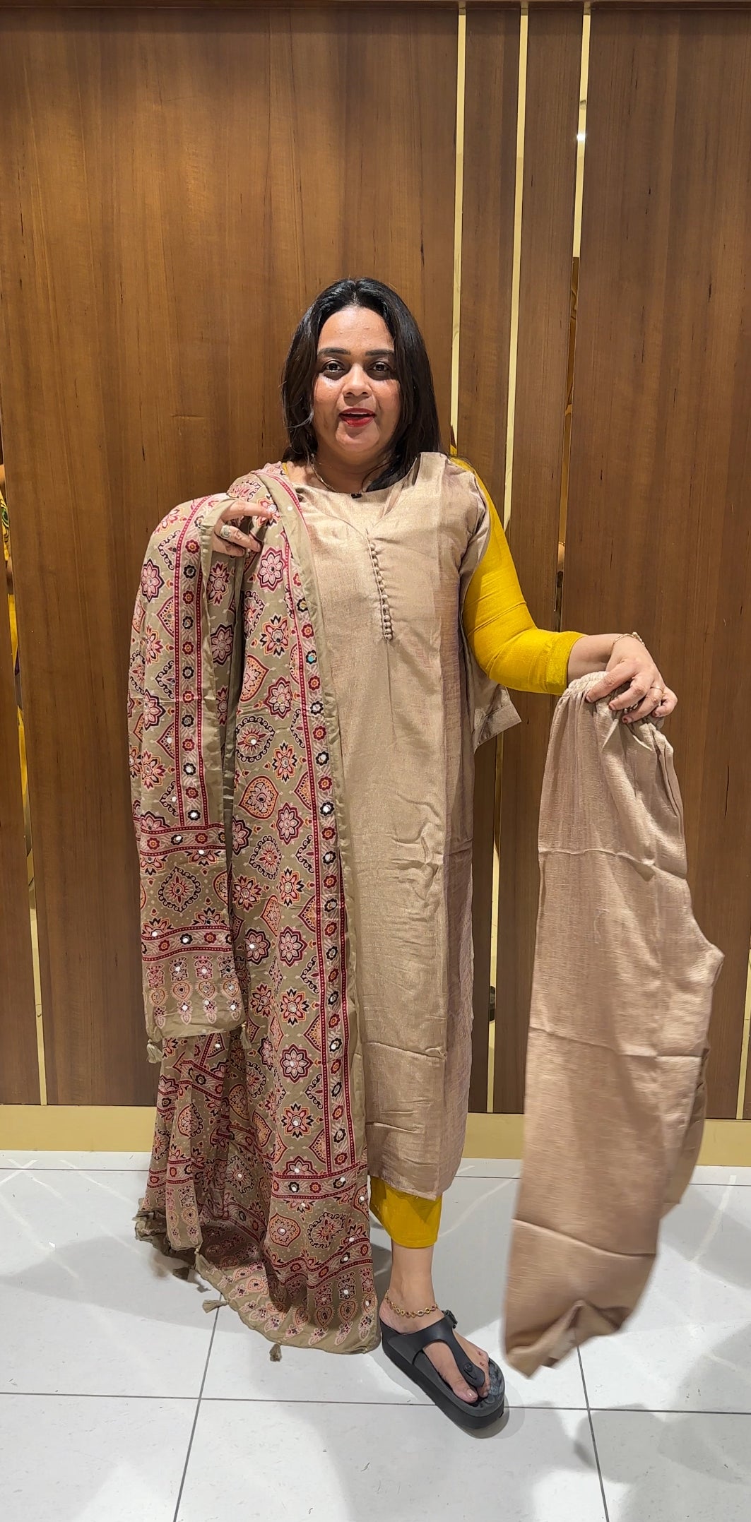 SEMI RAW SILK TOP,BOTTOM AND DUPATTA - IHA 22975