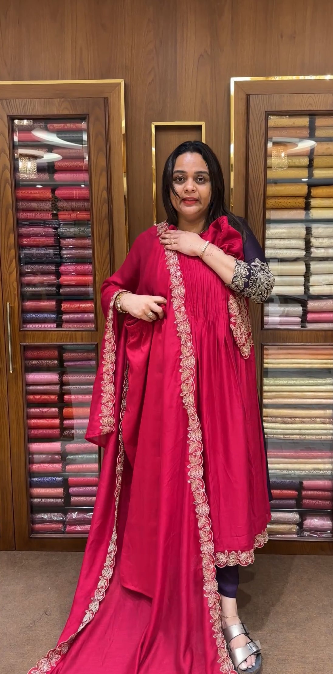 SEMI RAW SILK TOP,BOTTOM AND DUPATTA - IHA 24149