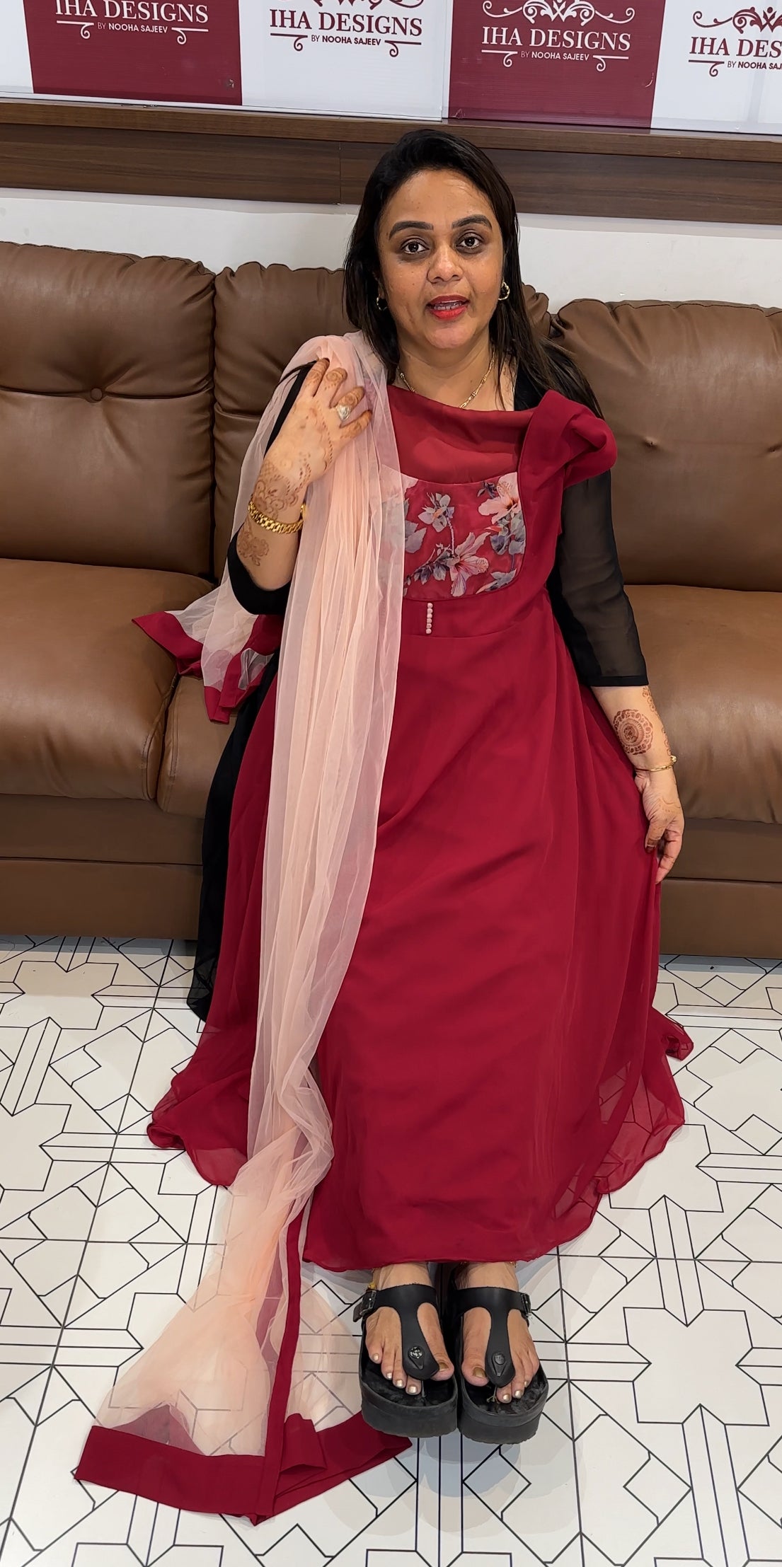IHA'S IN-HOUSE GEORGETTE SLITTED TOP AND DUPATTA - IHA 26902