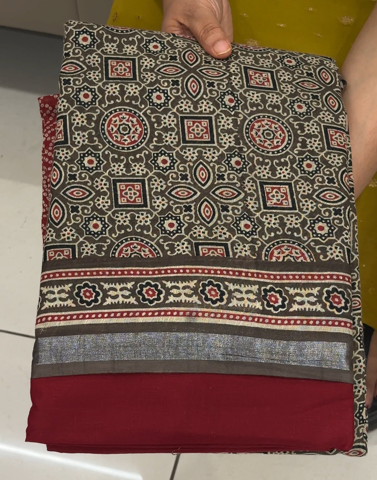 AJRAKH PRINTED UNSTITCHED SALWAR SUITS - IHA 29601