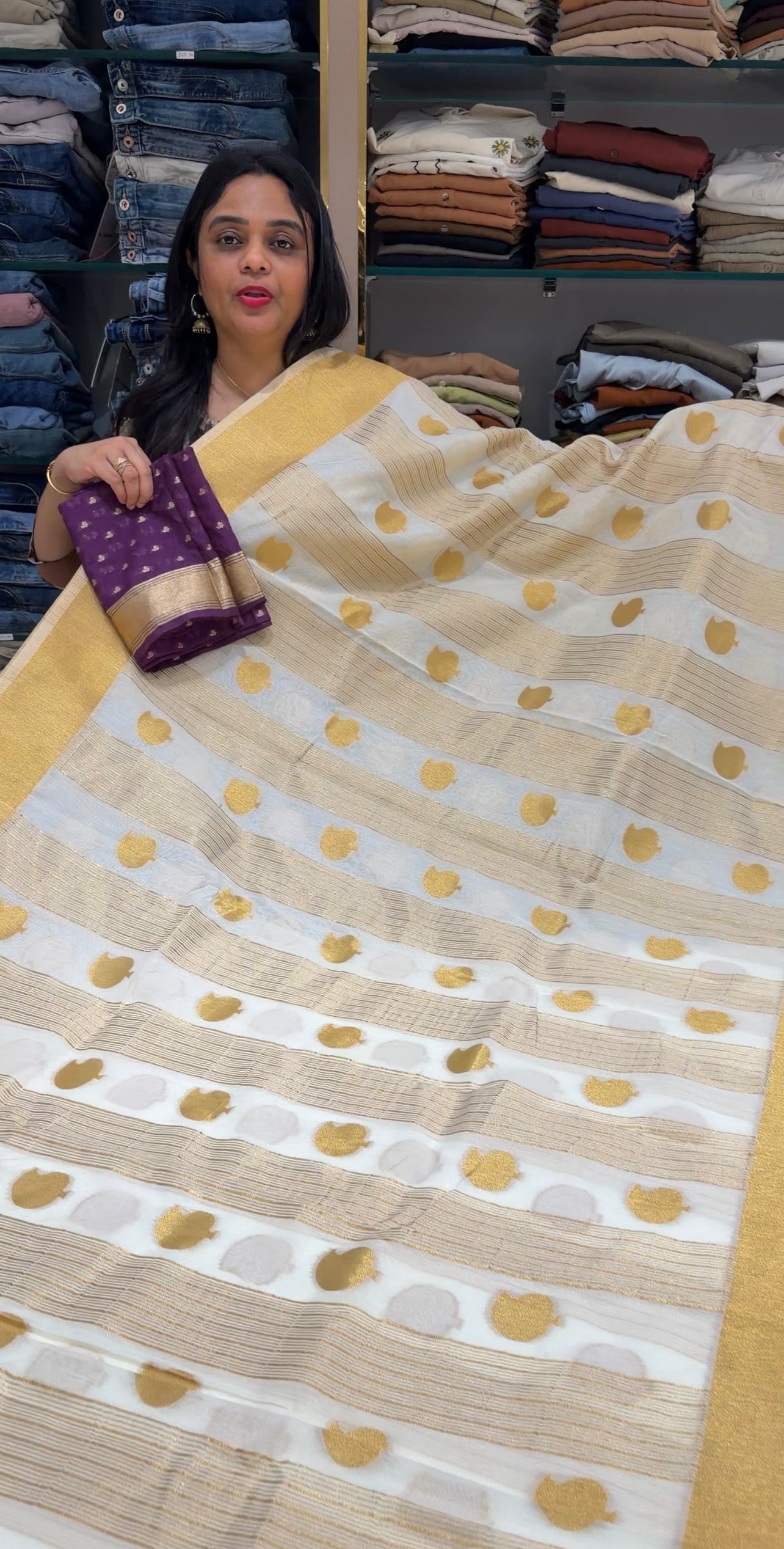 MALAI CHANDERI SAREES - IHA 34103