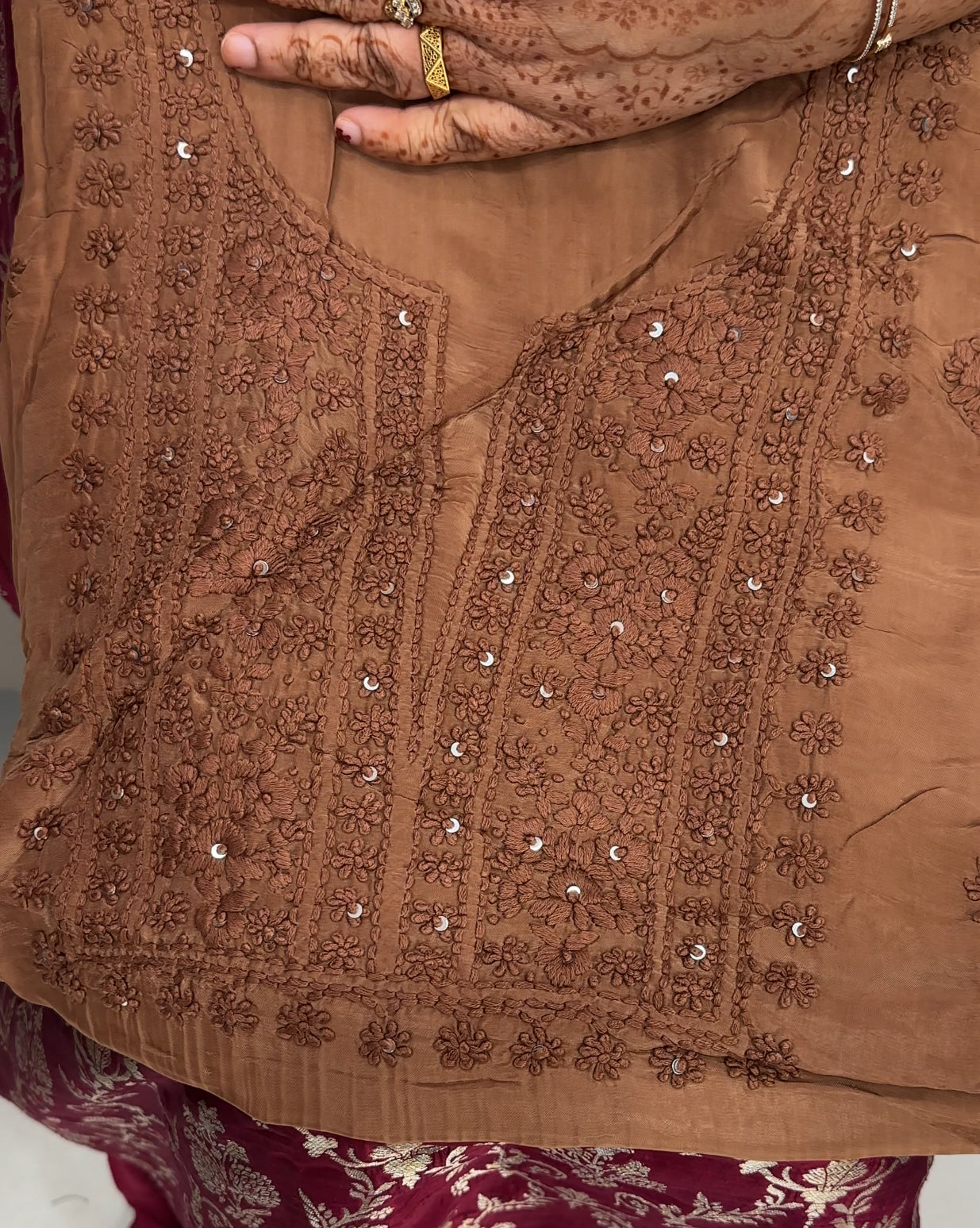 LUCKNOWI CHIKANKARI UNSTITCHED SALWAR SUITS - IHA 27497