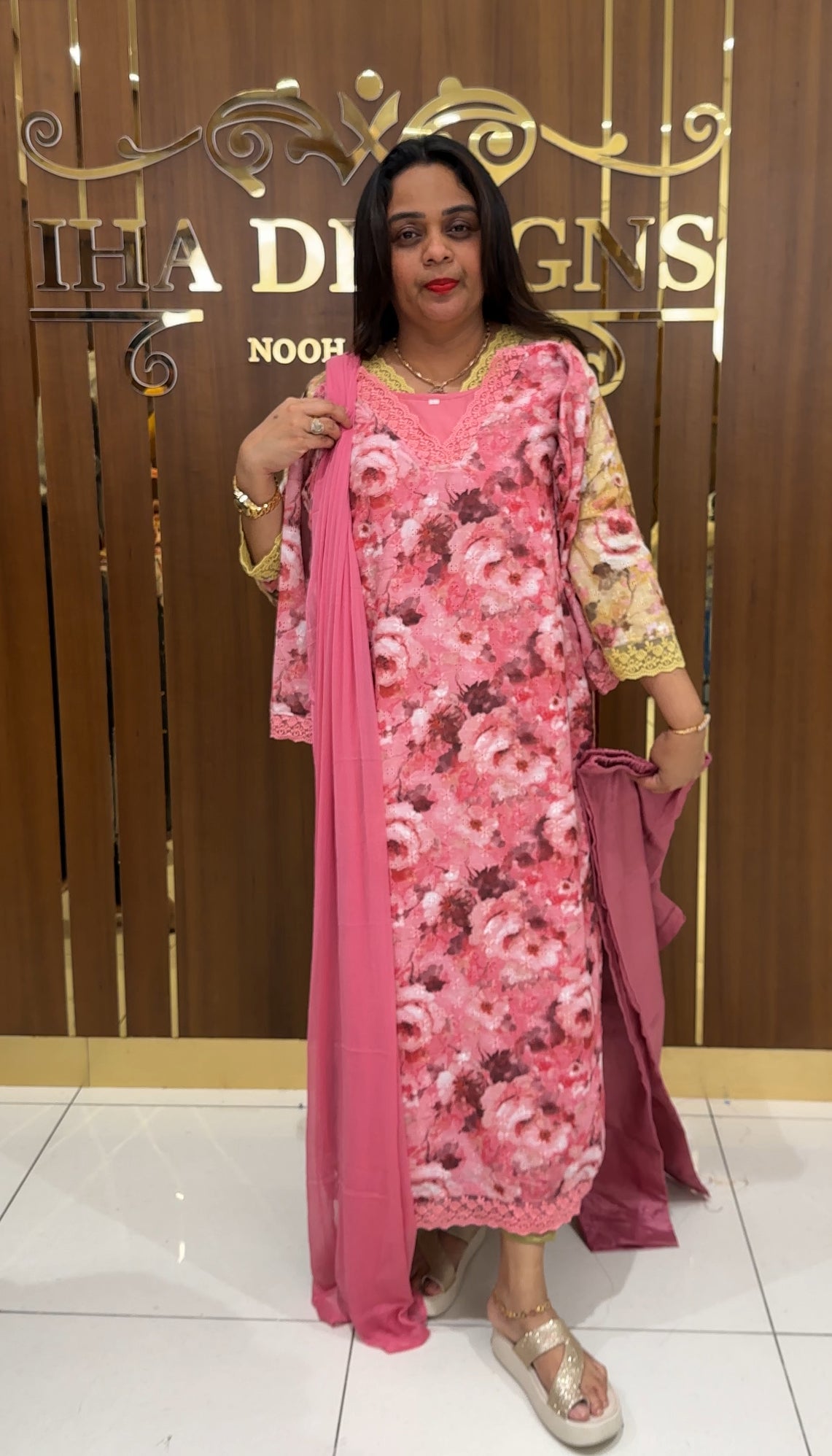 PRINTED HAKOBA TOP, BOTTOM AND DUPATTA - IHA 23001