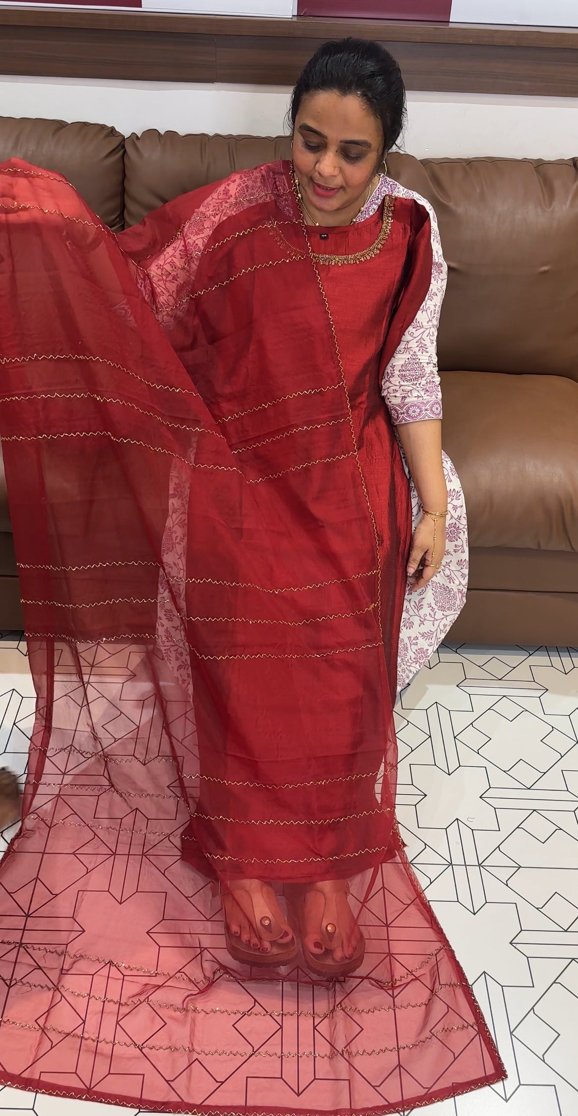 SEMI RAW SILK TOP, BOTTOM AND DUPATTA - IHA 26462