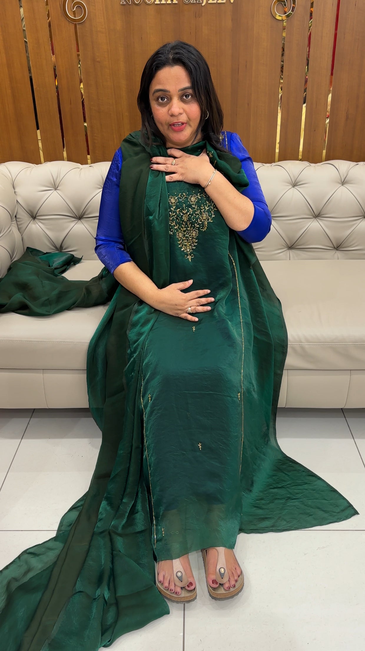 FORWARD VELVET ORGANZA TOP, BOTTOM AND DUPATTA - IHA 27095