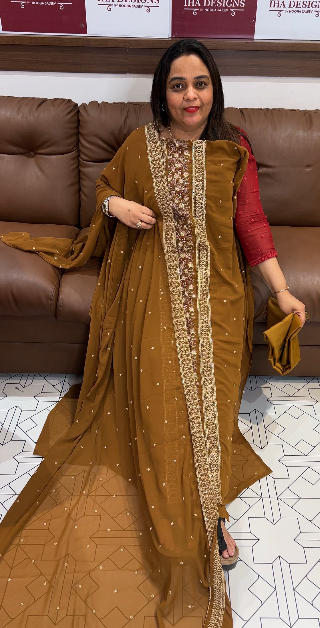 GEORGETTE UNSTITCHED SALWAR SUITS - IHA 22719