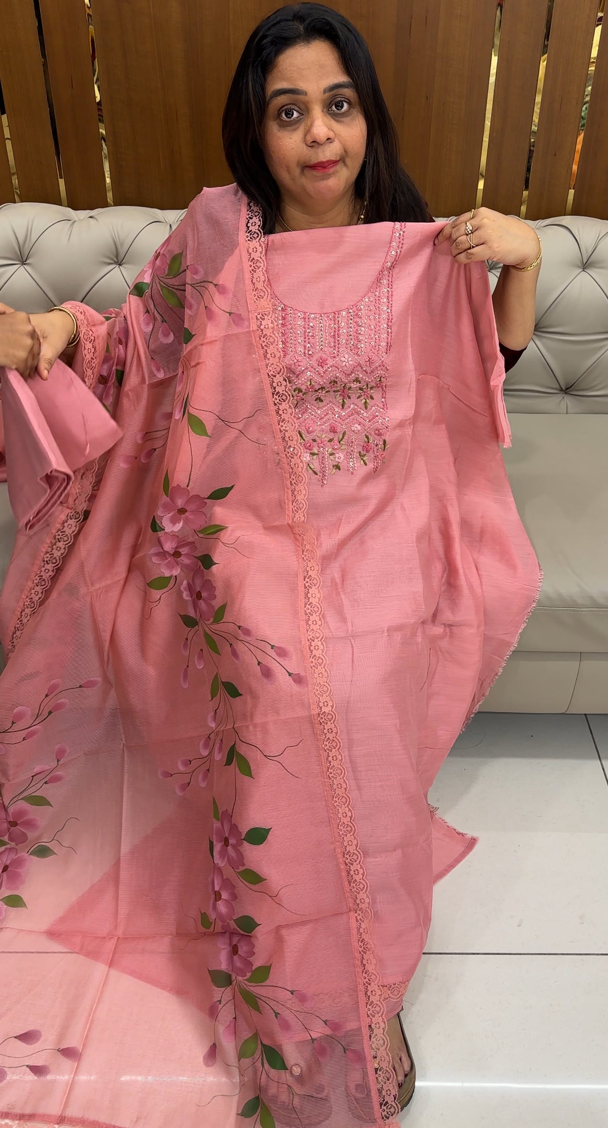 MALAI CHANDERI UNSTITCHED SALWAR SUITS - IHA 26395