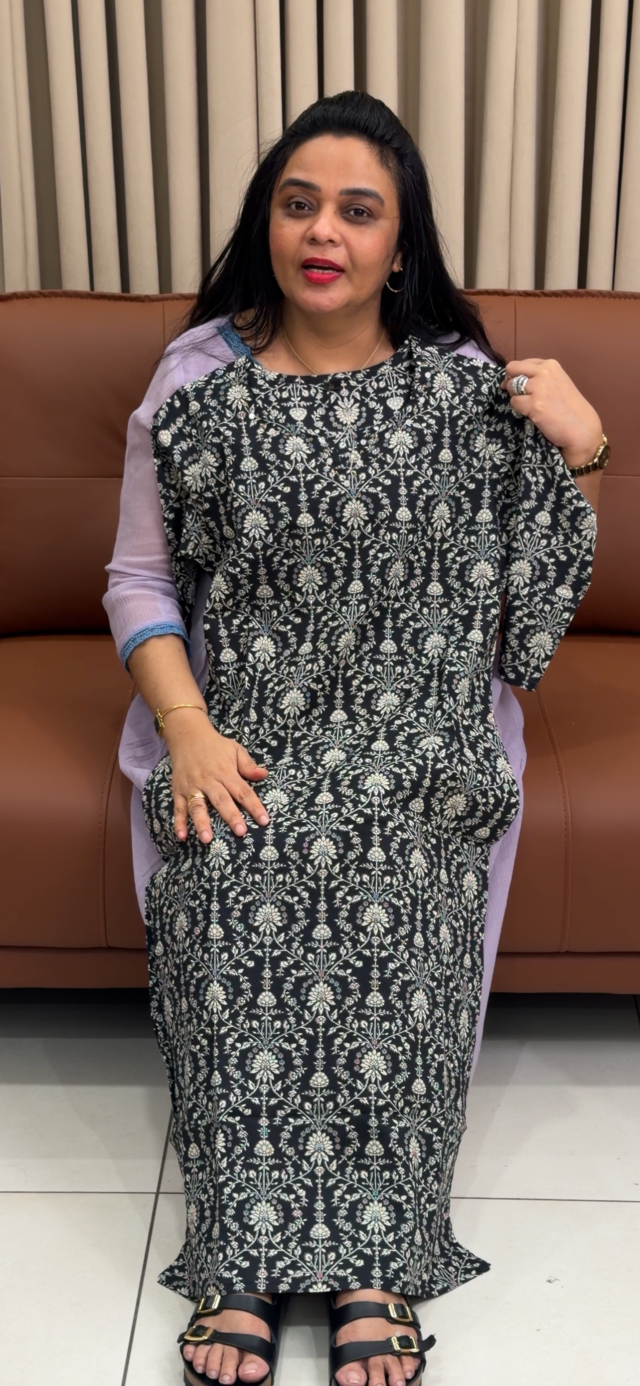COTTON LONG SLITTED TOPS - IHA 34900