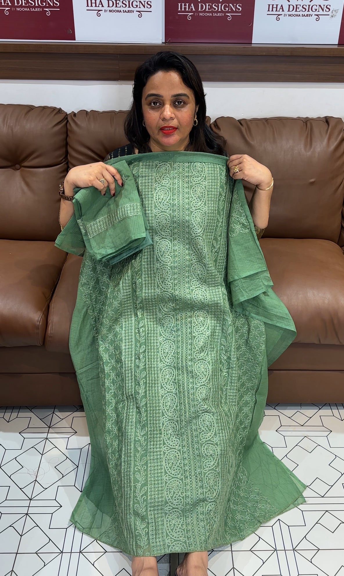 CHIKANKARI UNSTITCHED SALWAR SUITS - IHA 25574
